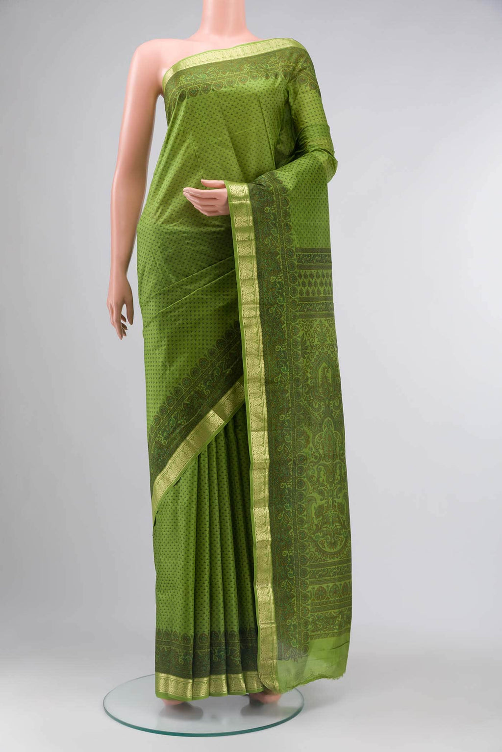 Green Printed Silk Saree