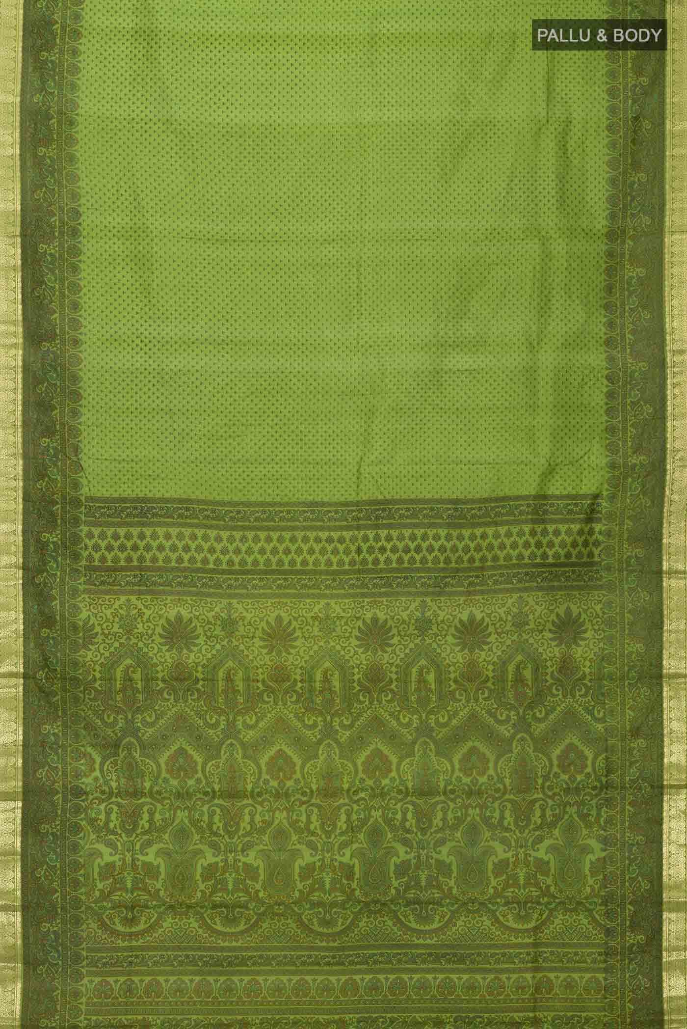 Green Printed Silk Saree