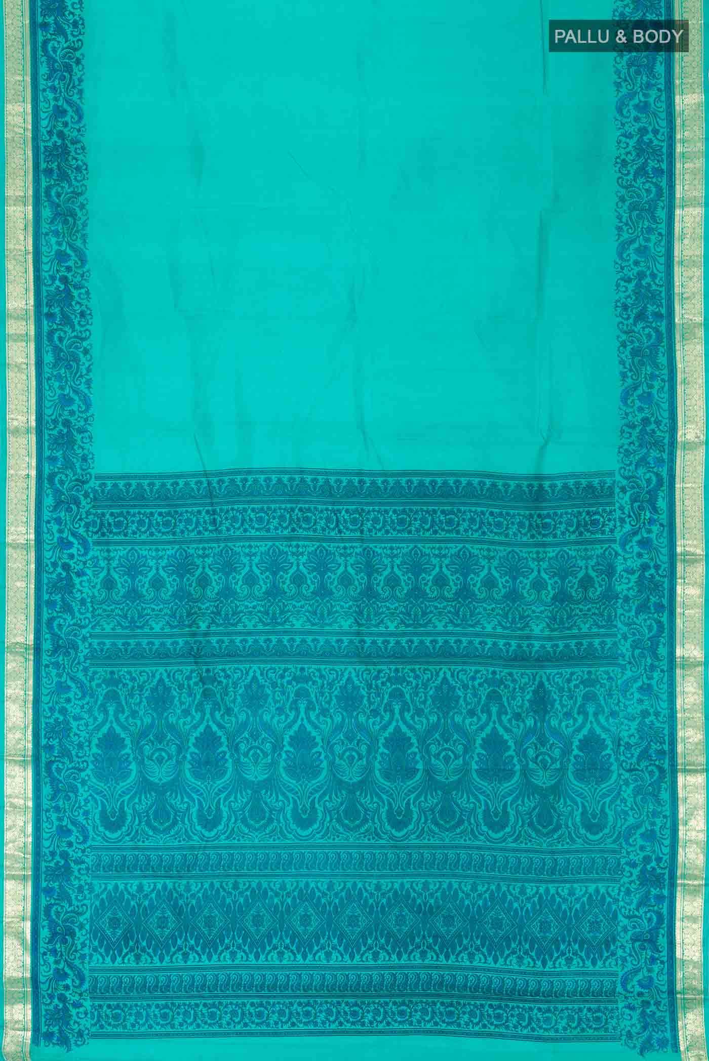 Green Printed Silk Saree