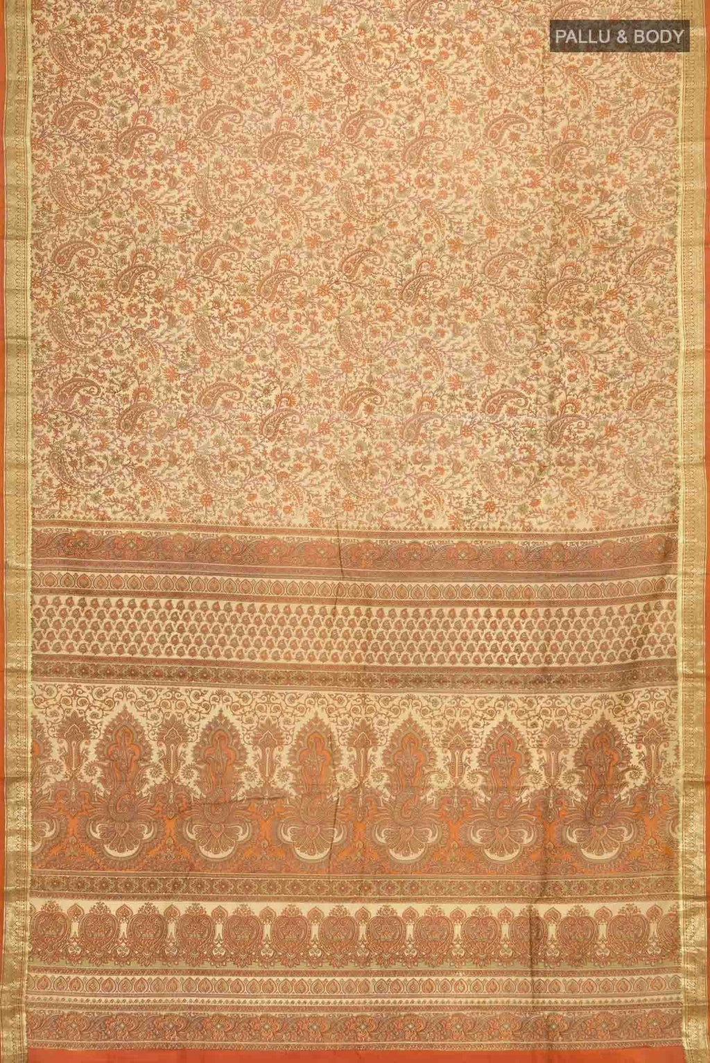 Brown Printed Silk Saree
