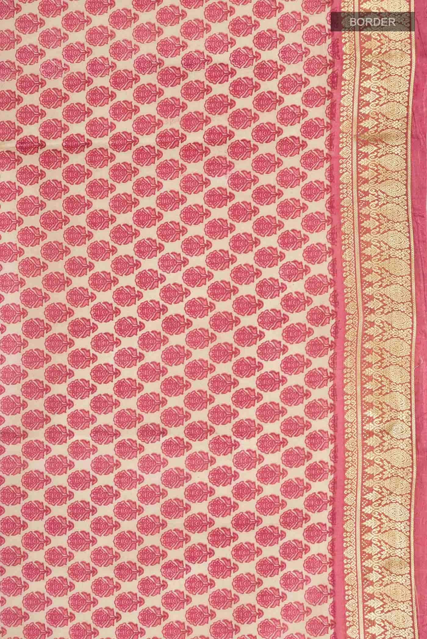 Beige Printed Silk Saree