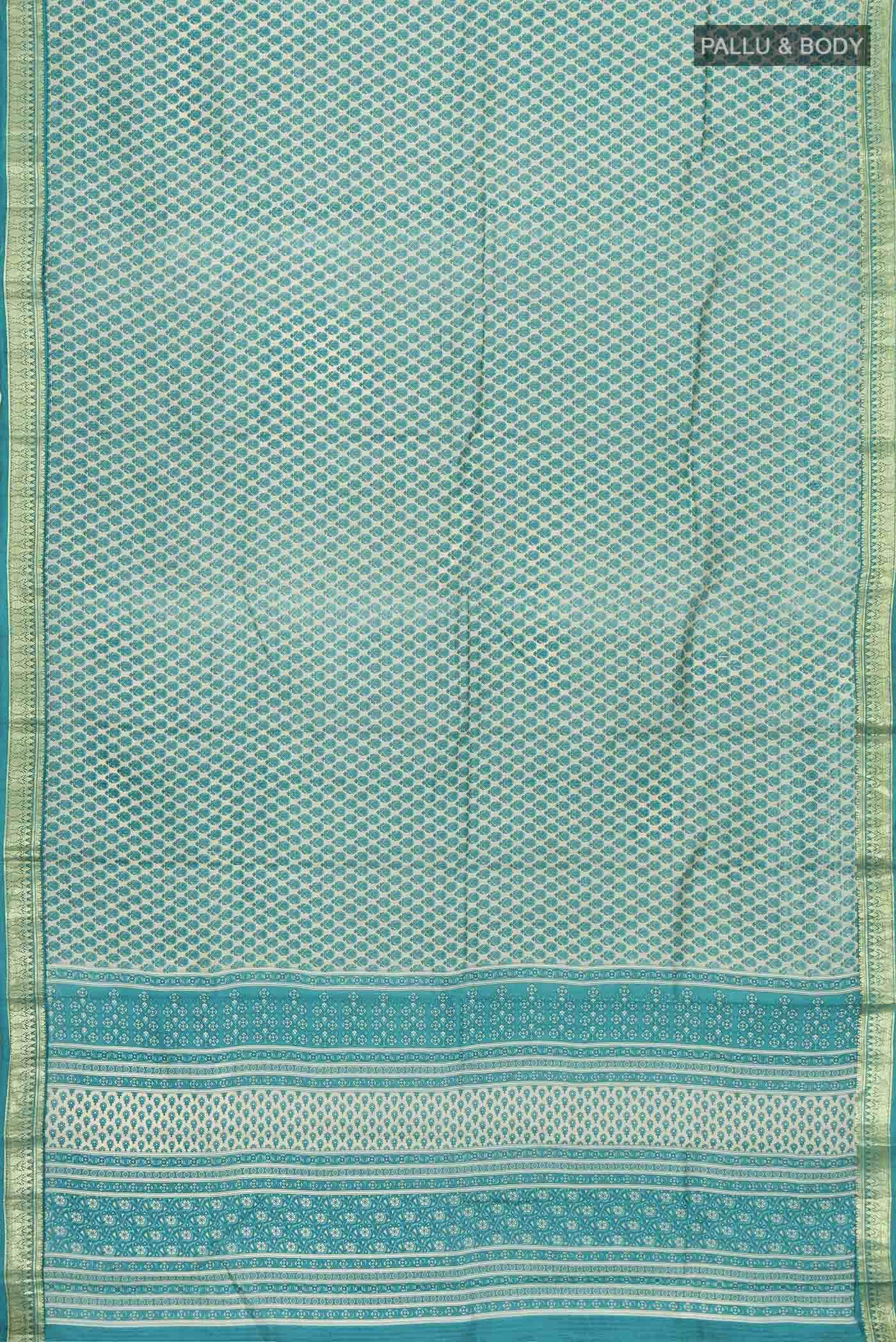 Grey Printed Silk Saree