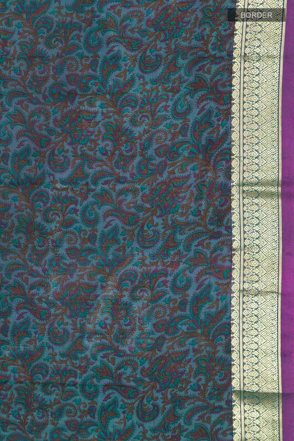 Blue Printed Silk Saree