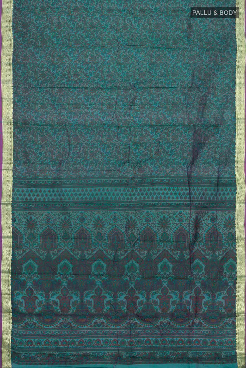 Blue Printed Silk Saree