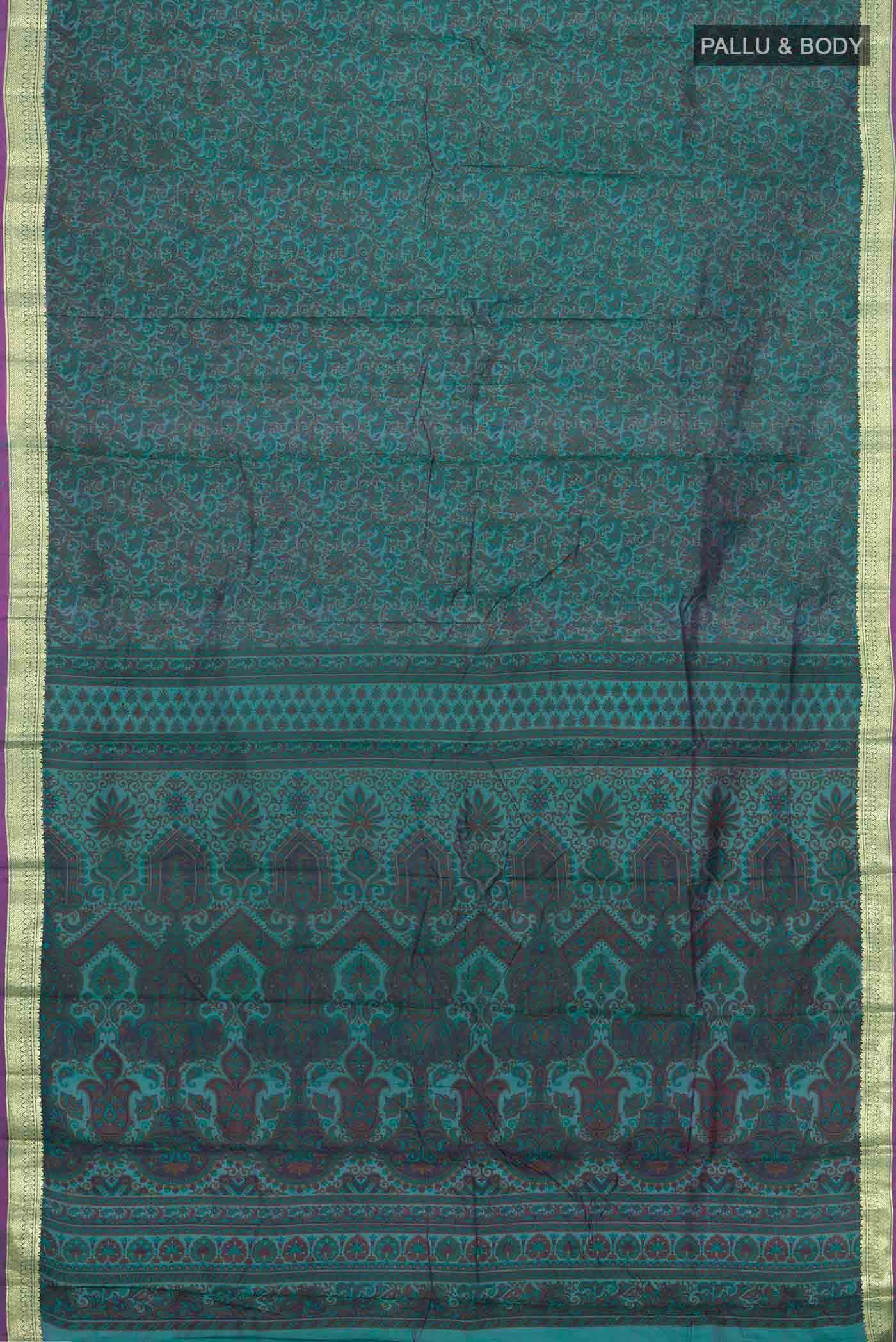 Blue Printed Silk Saree