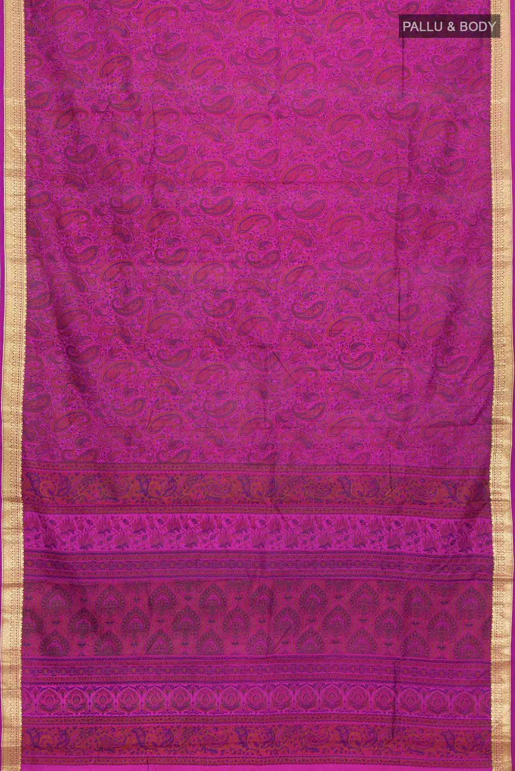 Magenta Printed Silk Saree