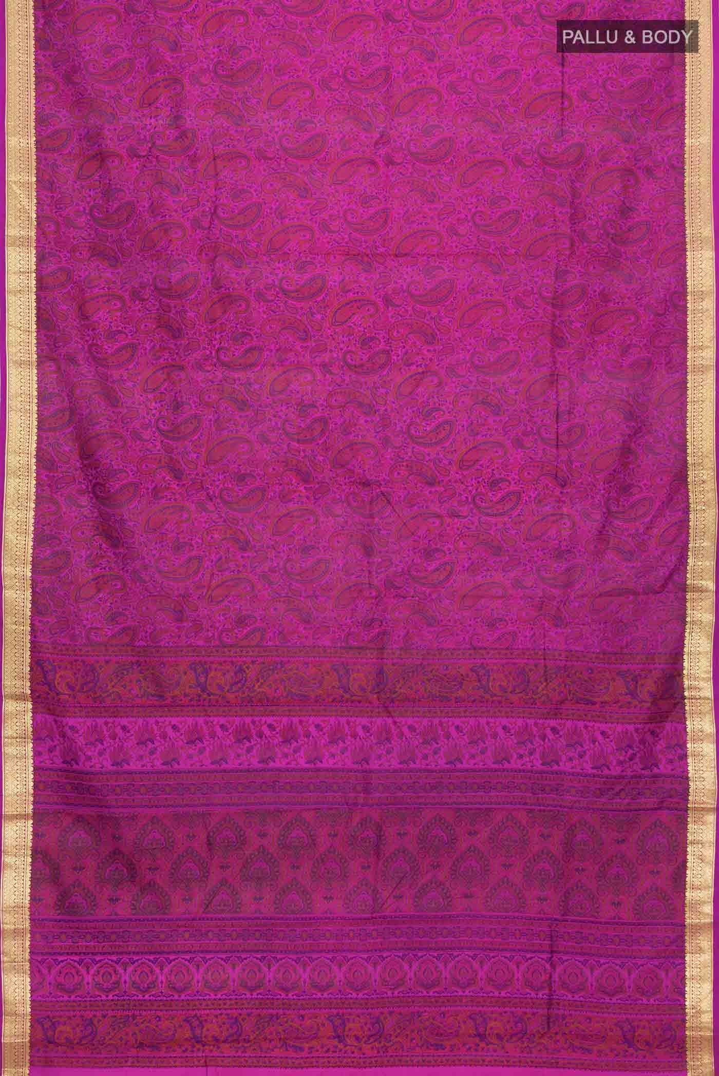Magenta Printed Silk Saree