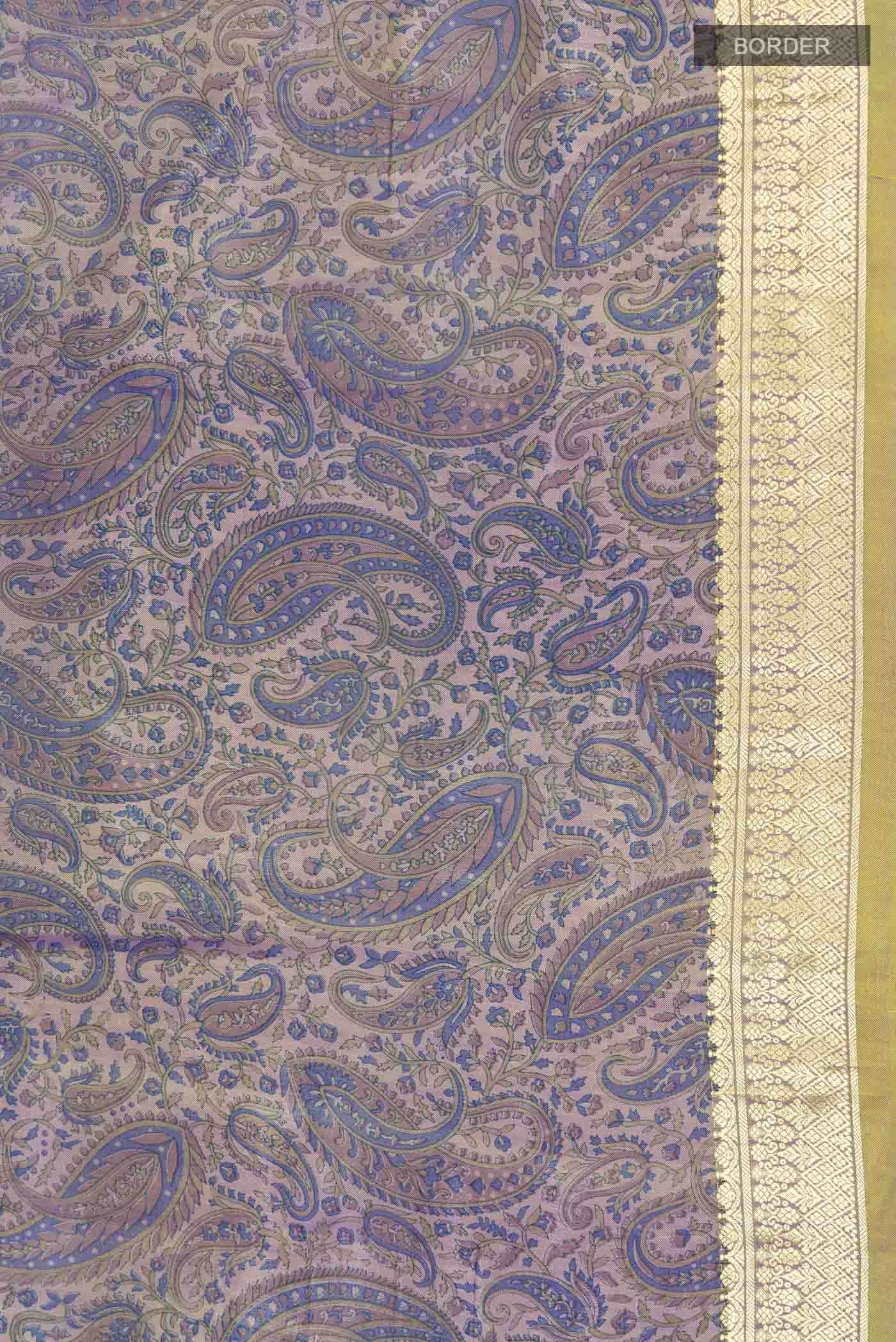 Blue Printed Silk Saree