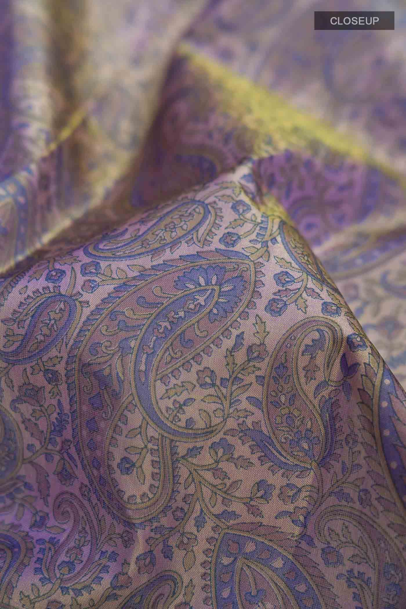 Blue Printed Silk Saree