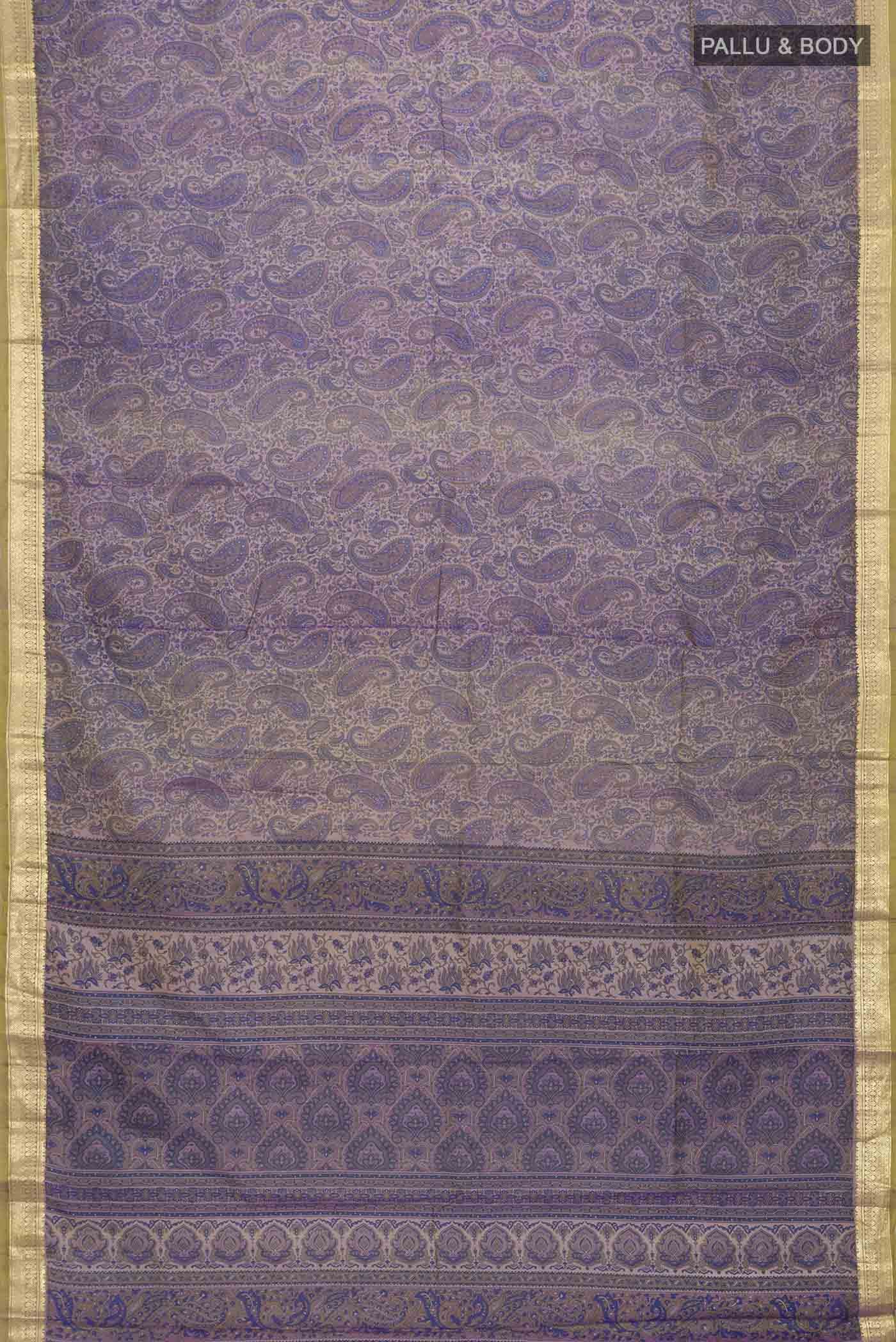 Blue Printed Silk Saree
