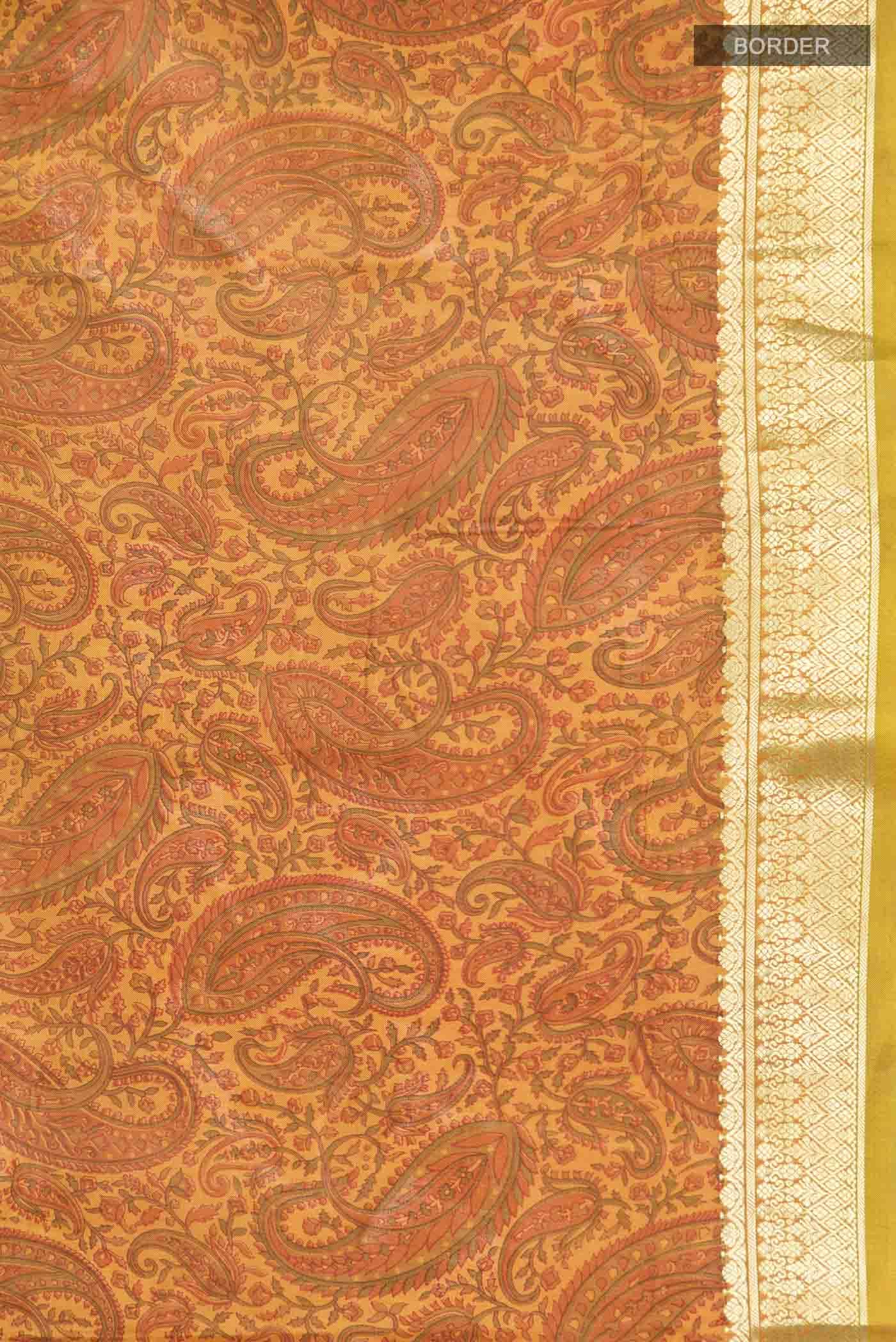Mustard Printed Silk Saree