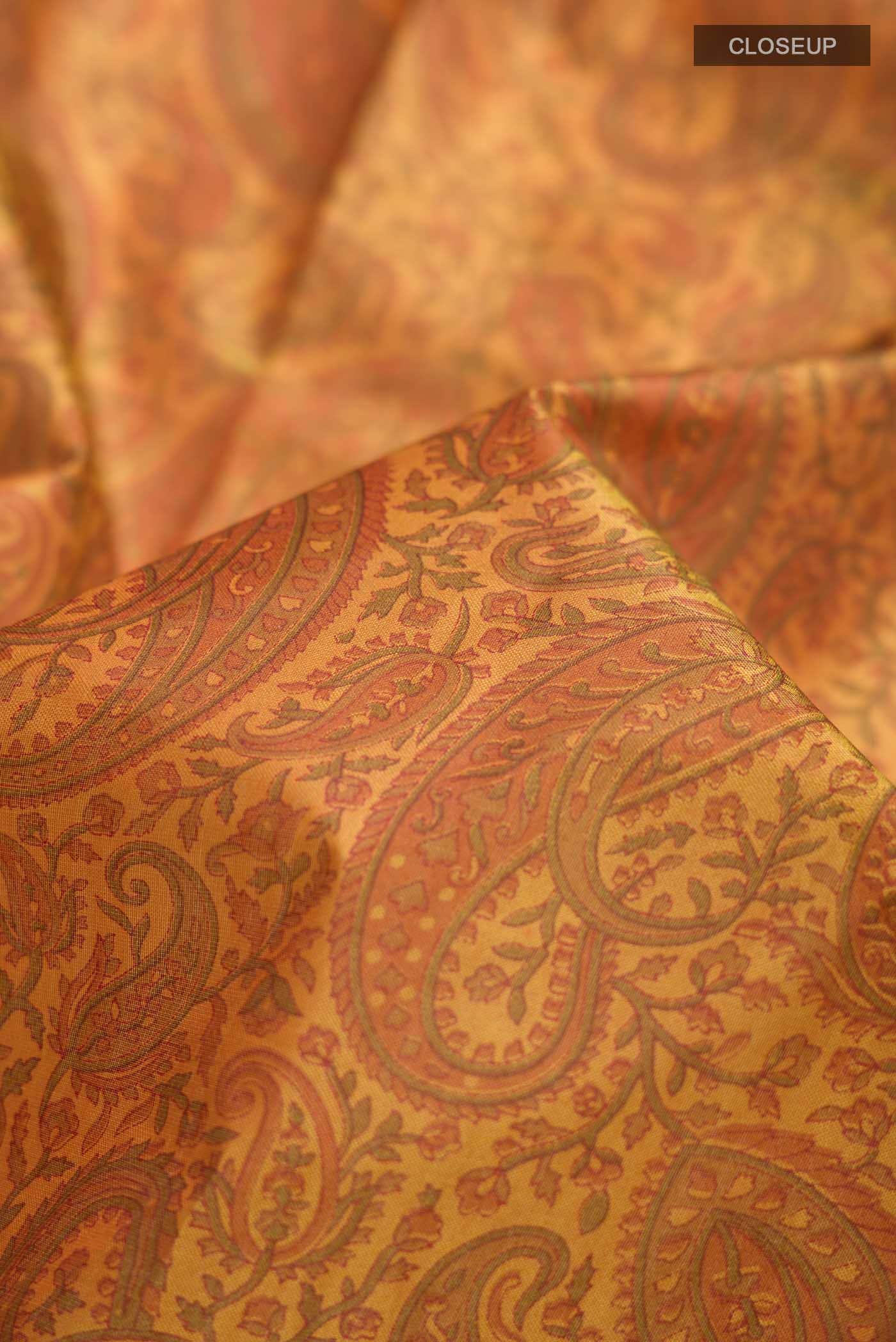 Mustard Printed Silk Saree