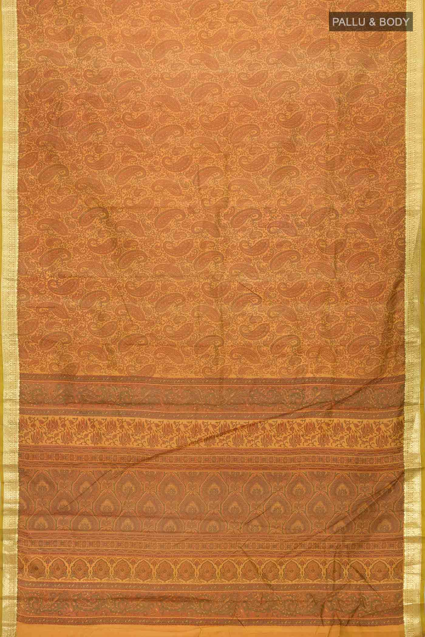 Mustard Printed Silk Saree