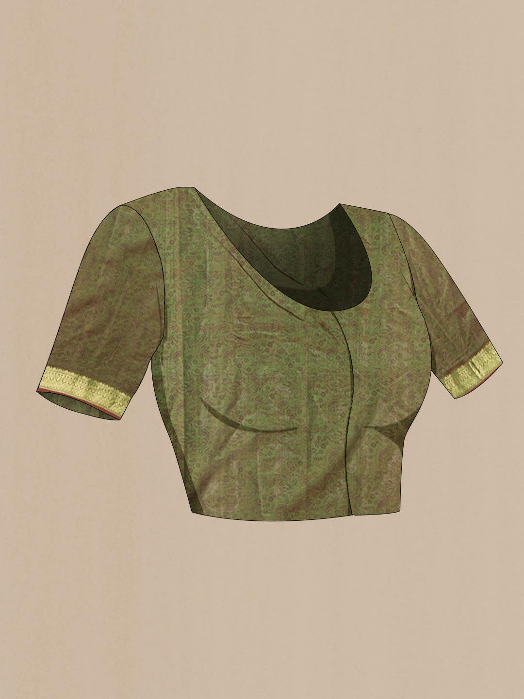 Green Printed Silk Saree