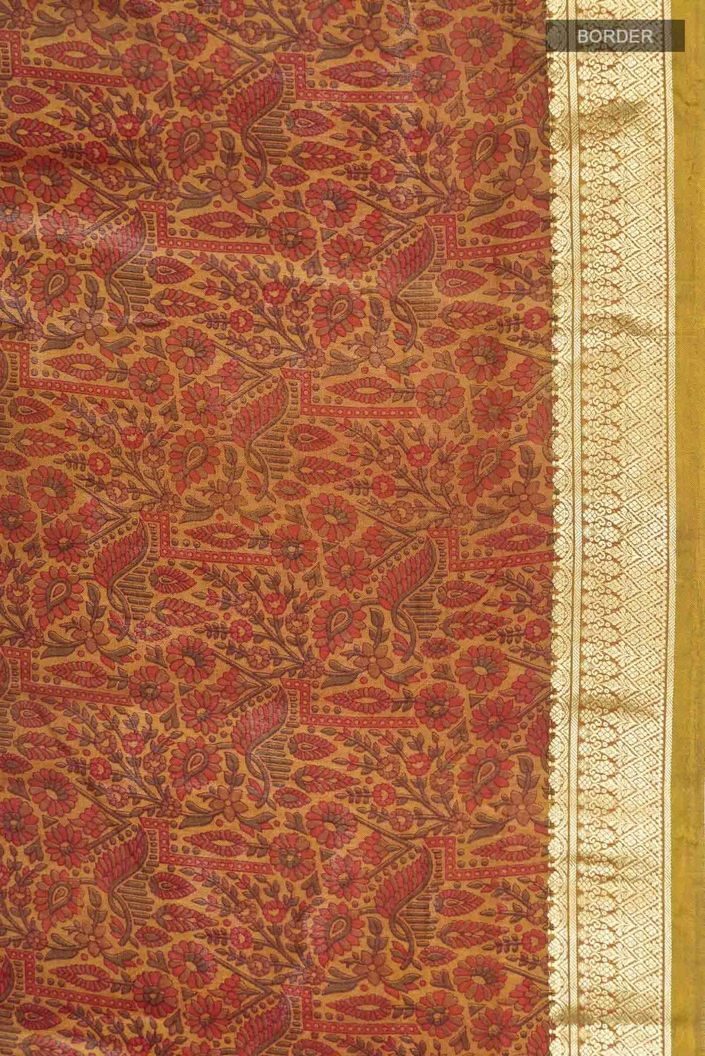 Brown Printed Silk Saree