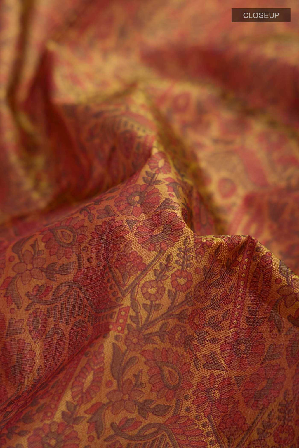 Brown Printed Silk Saree