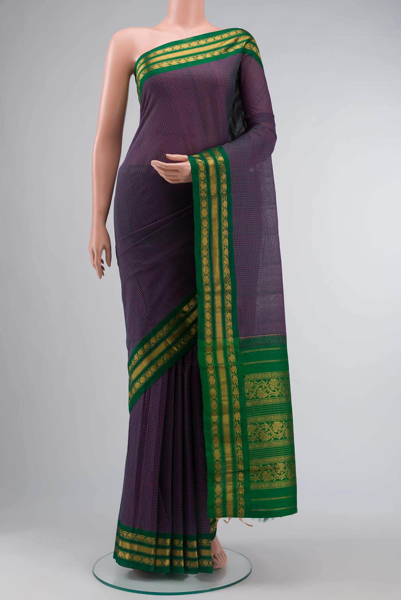 Purple Gadwal cotton Saree