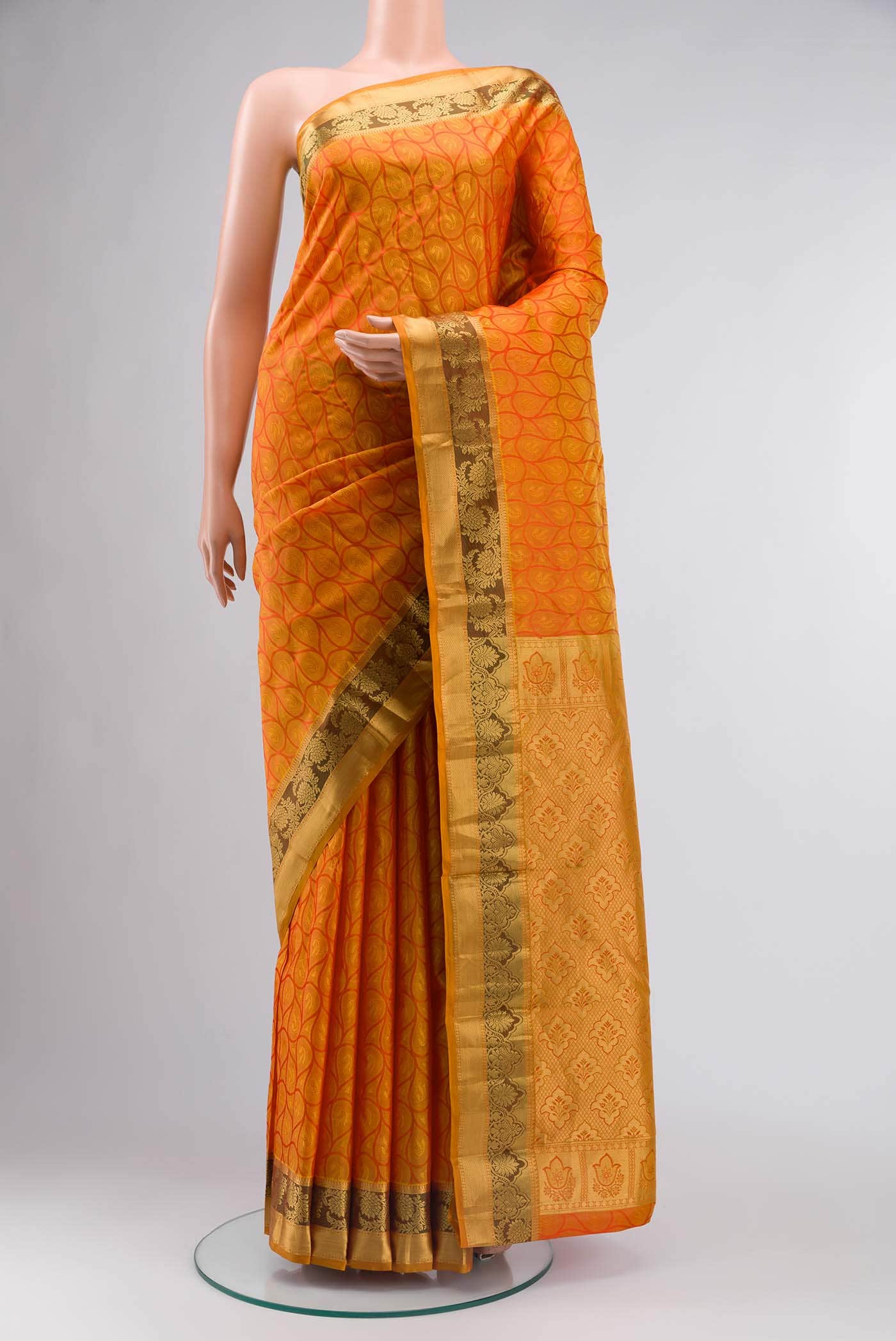 Mustard Kanchipuram Silk Saree