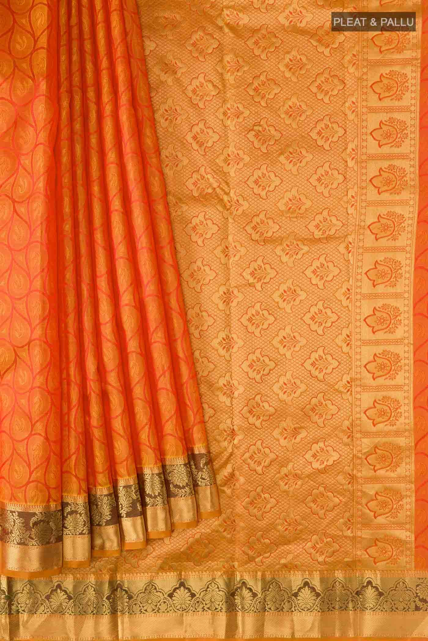 Mustard Kanchipuram Silk Saree