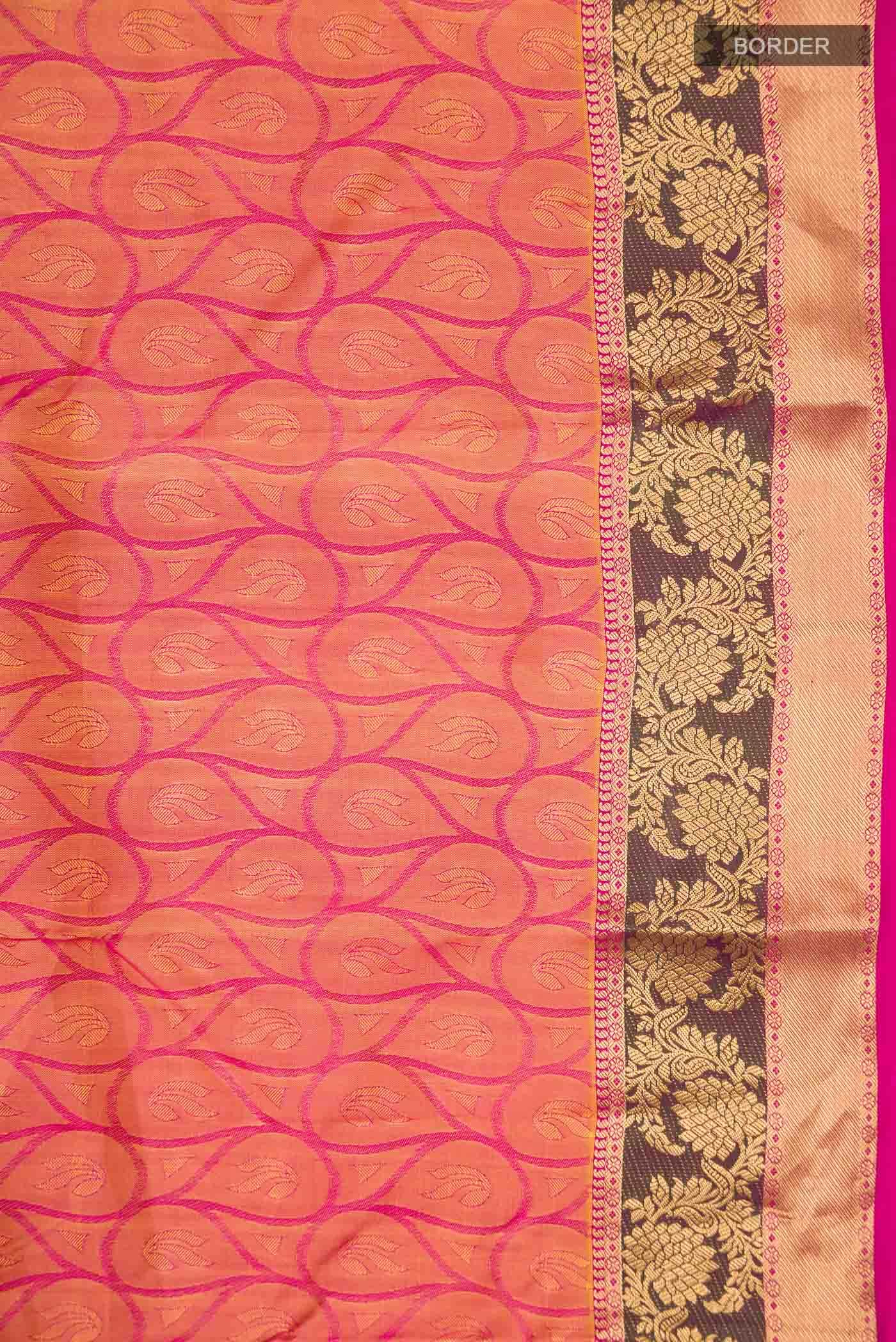 Pink with Yellow Dual Tone Kanchipuram Silk Saree