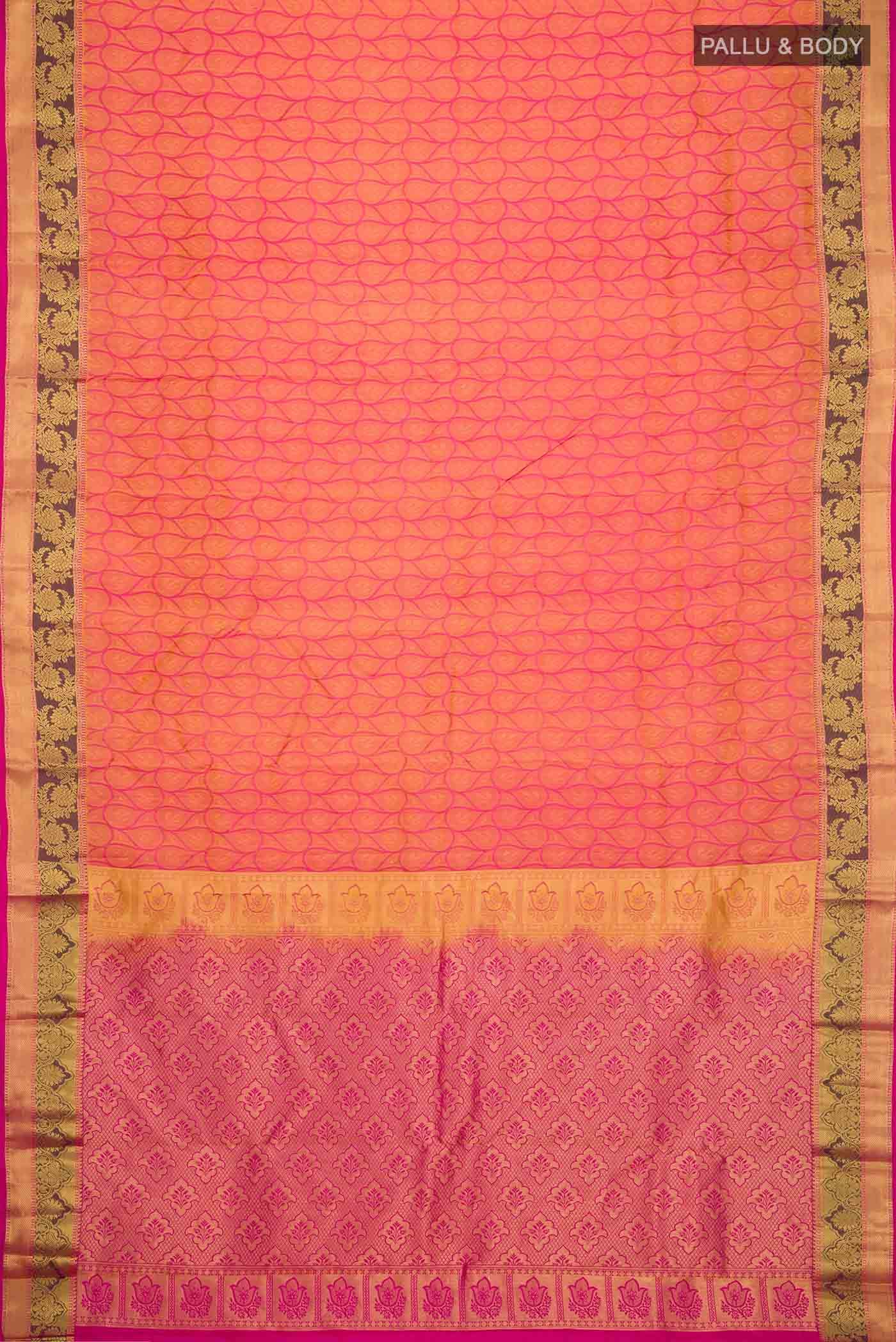 Pink with Yellow Dual Tone Kanchipuram Silk Saree