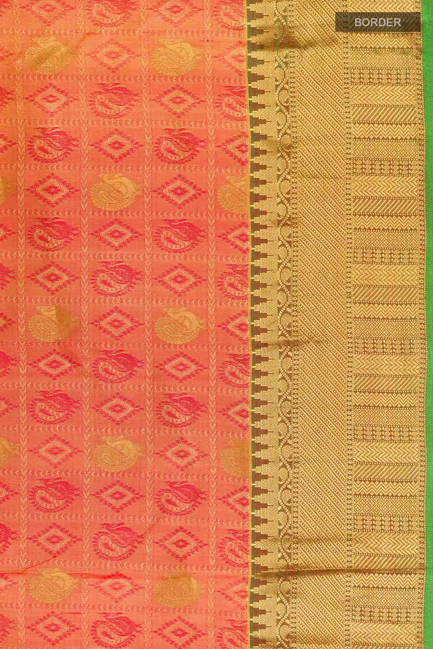 Yellow with Red Dual Tone Kanchipuram Silk Saree