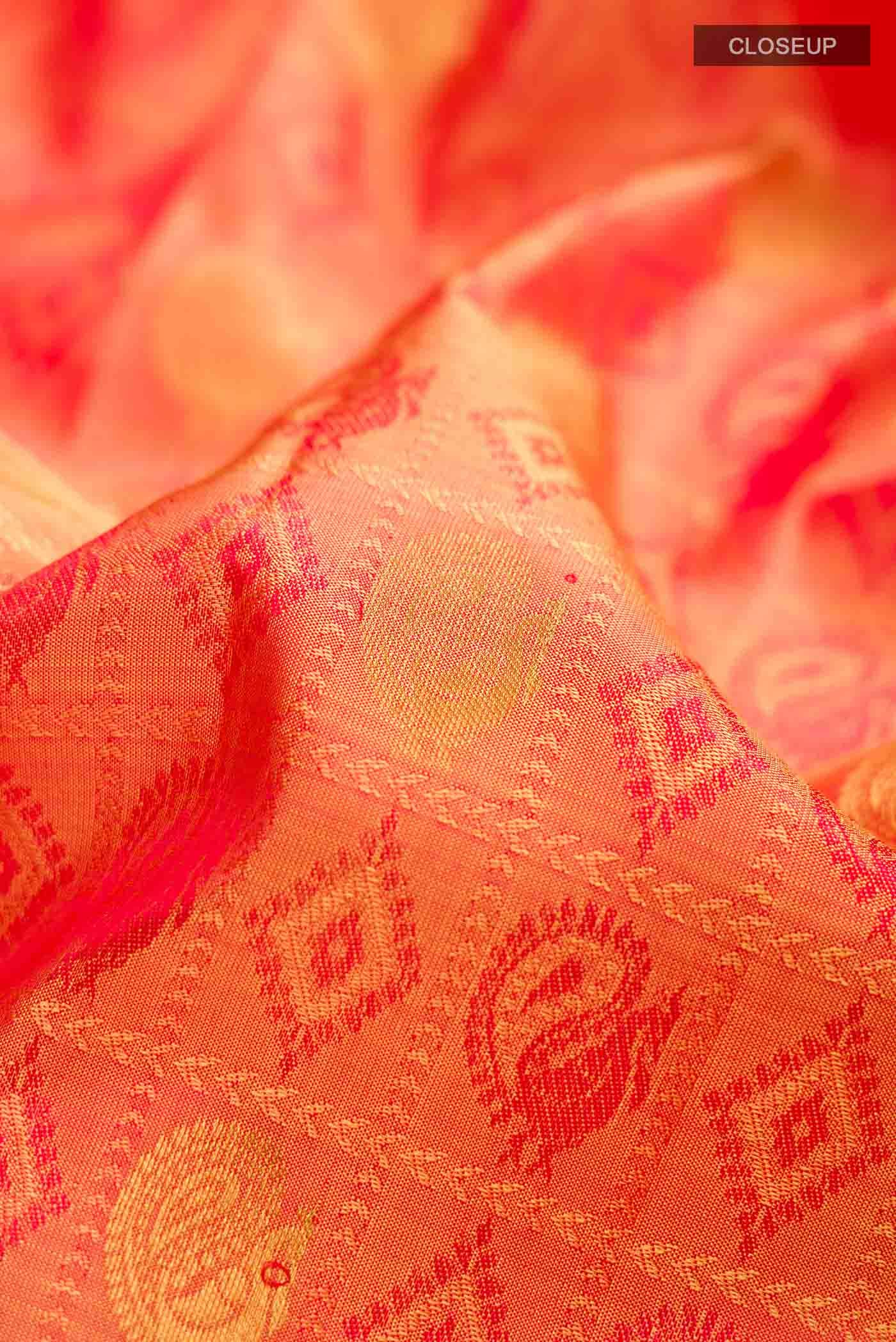Yellow with Red Dual Tone Kanchipuram Silk Saree