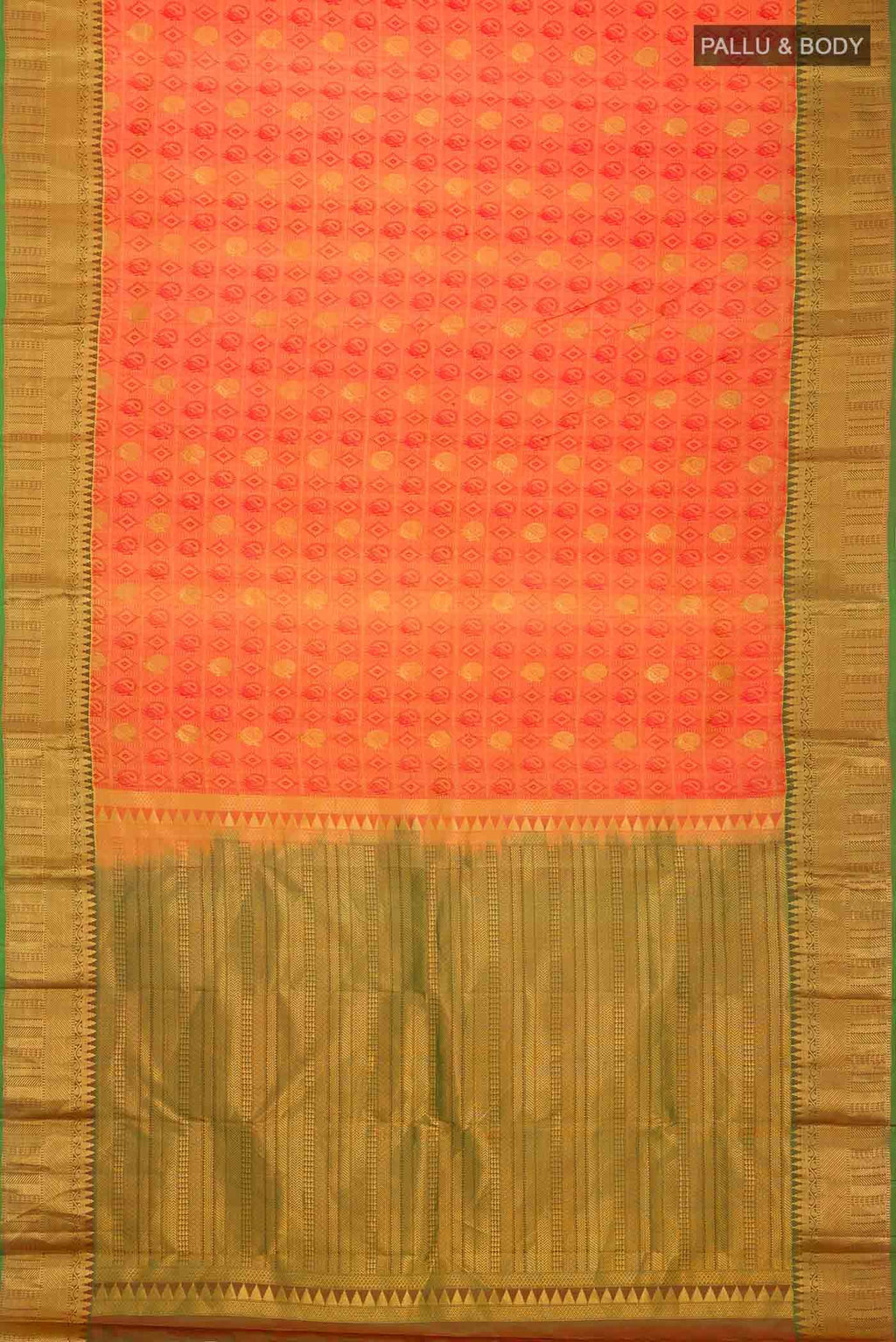 Yellow with Red Dual Tone Kanchipuram Silk Saree