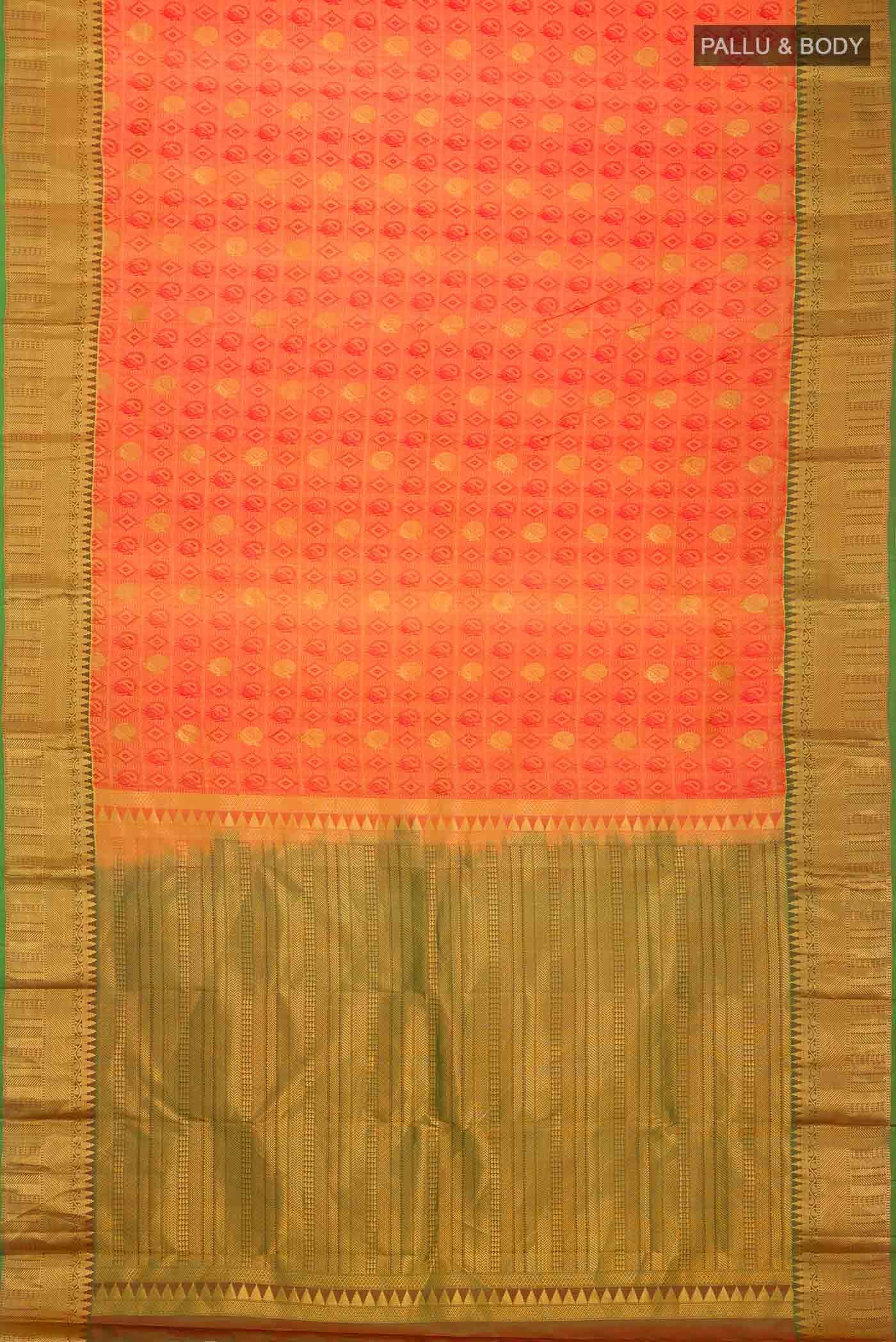 Yellow with Red Dual Tone Kanchipuram Silk Saree