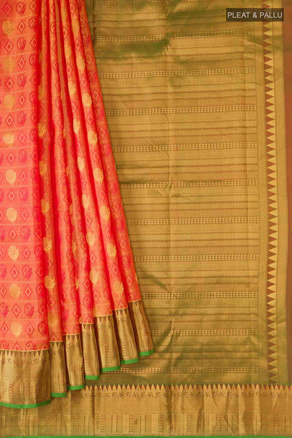 Yellow with Red Dual Tone Kanchipuram Silk Saree