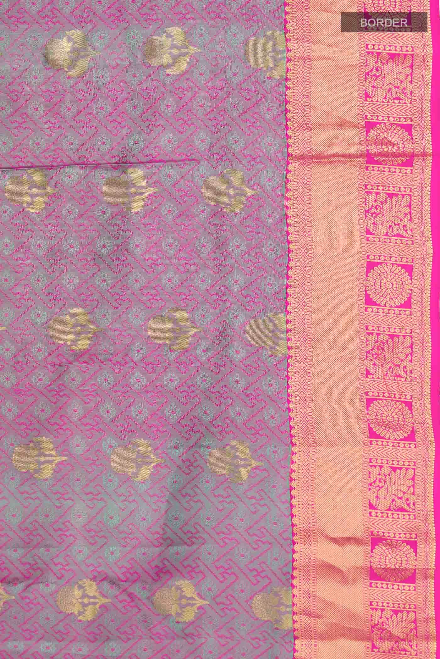 Pink with Green Dual Tone Kanchipuram Silk Saree