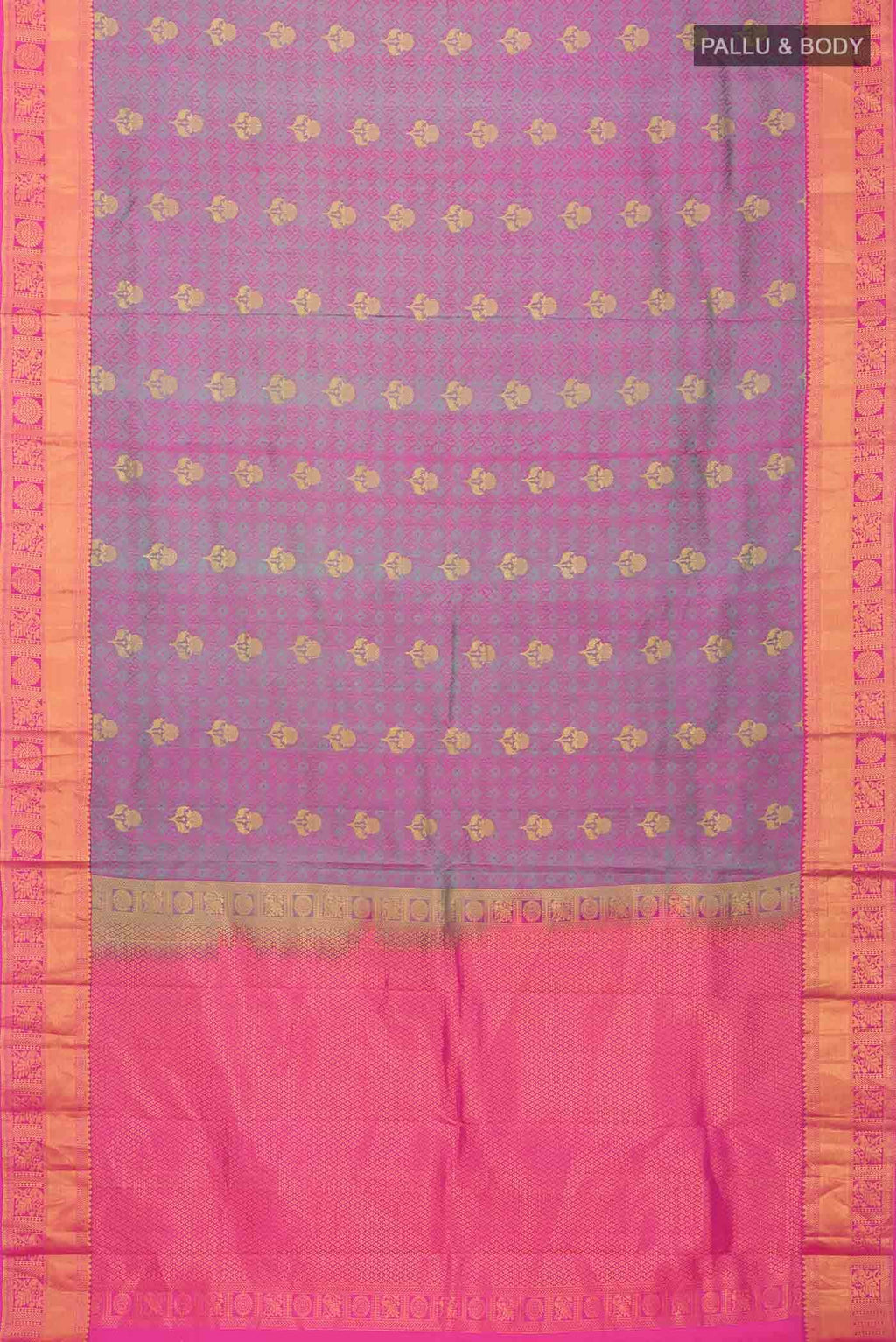 Pink with Green Dual Tone Kanchipuram Silk Saree