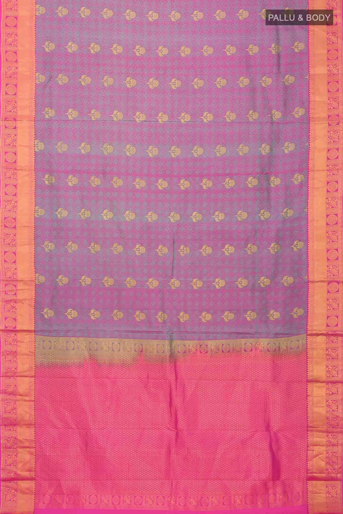 Pink with Green Dual Tone Kanchipuram Silk Saree