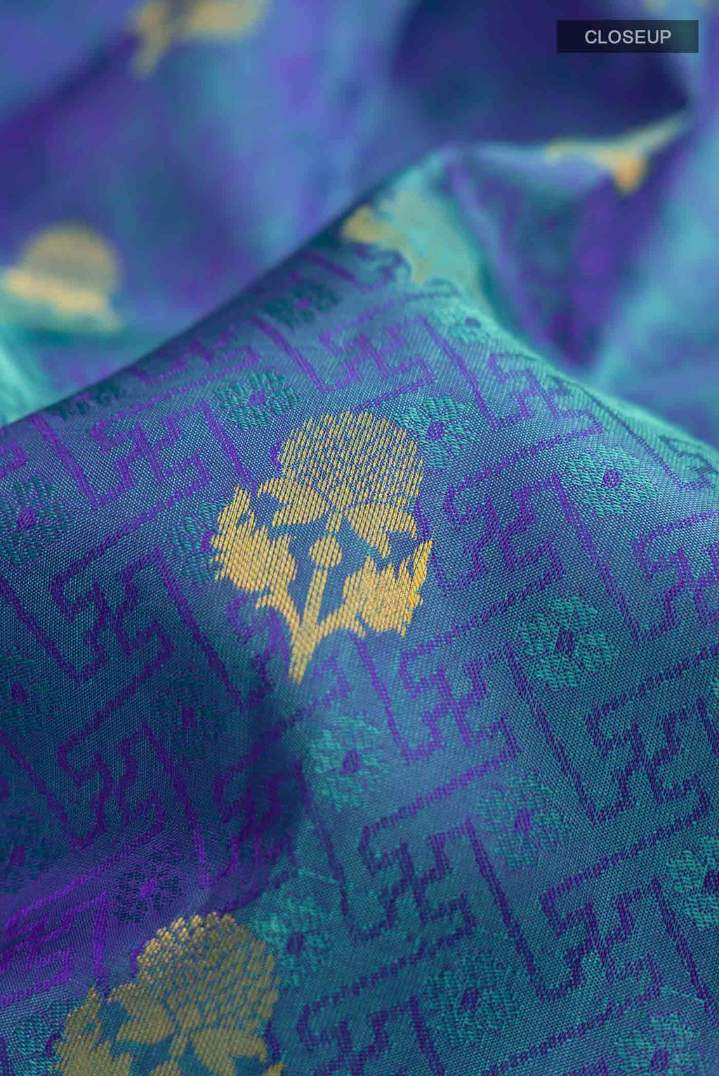Blue with Green Dual Tone Kanchipuram Silk Saree