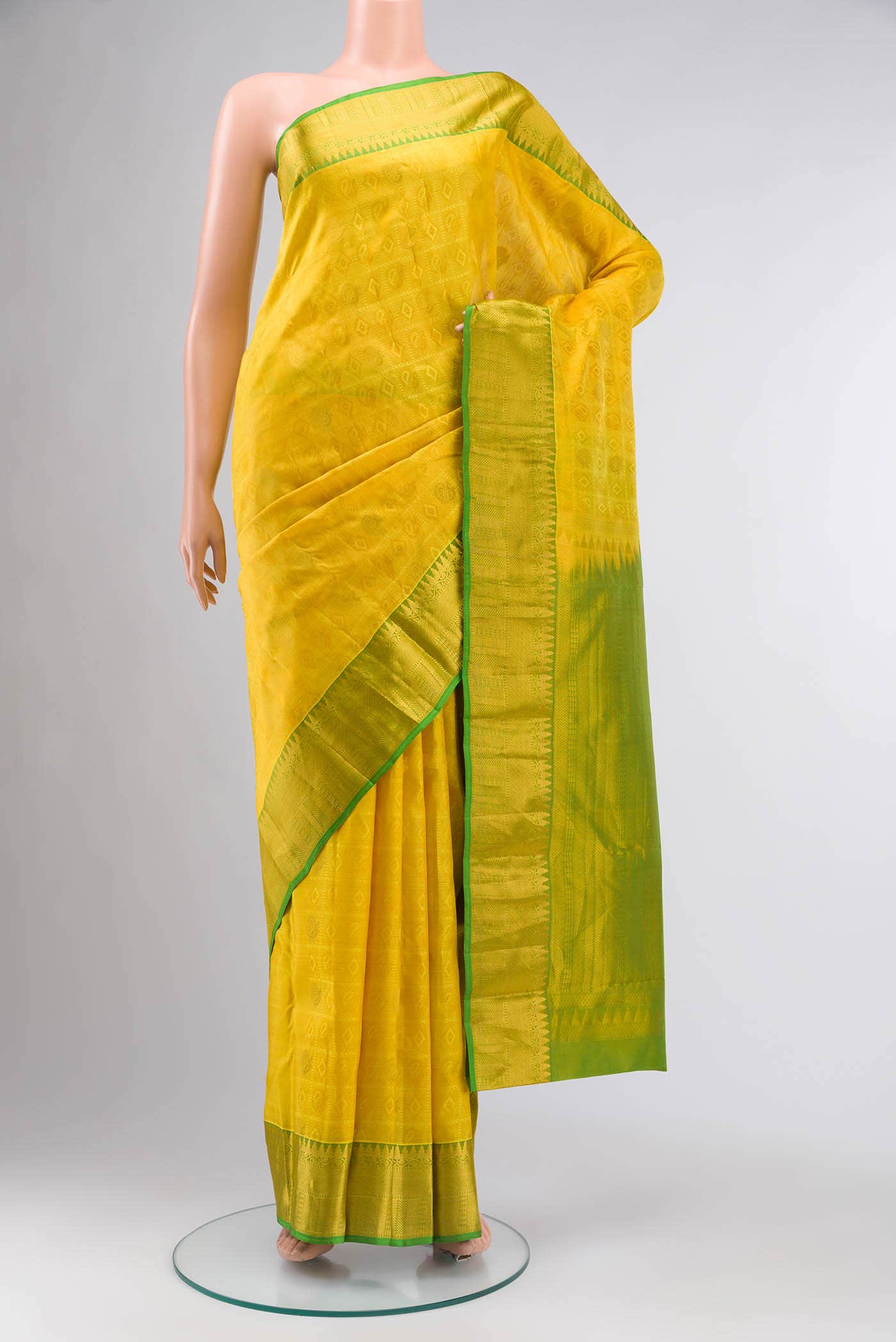 Yellow Kanchipuram Silk Saree