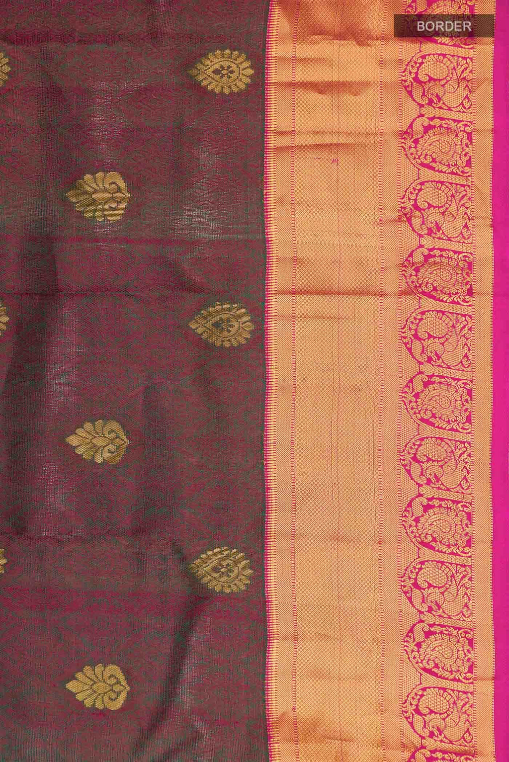 Green with Red Dual Tone Kanchipuram Silk Saree