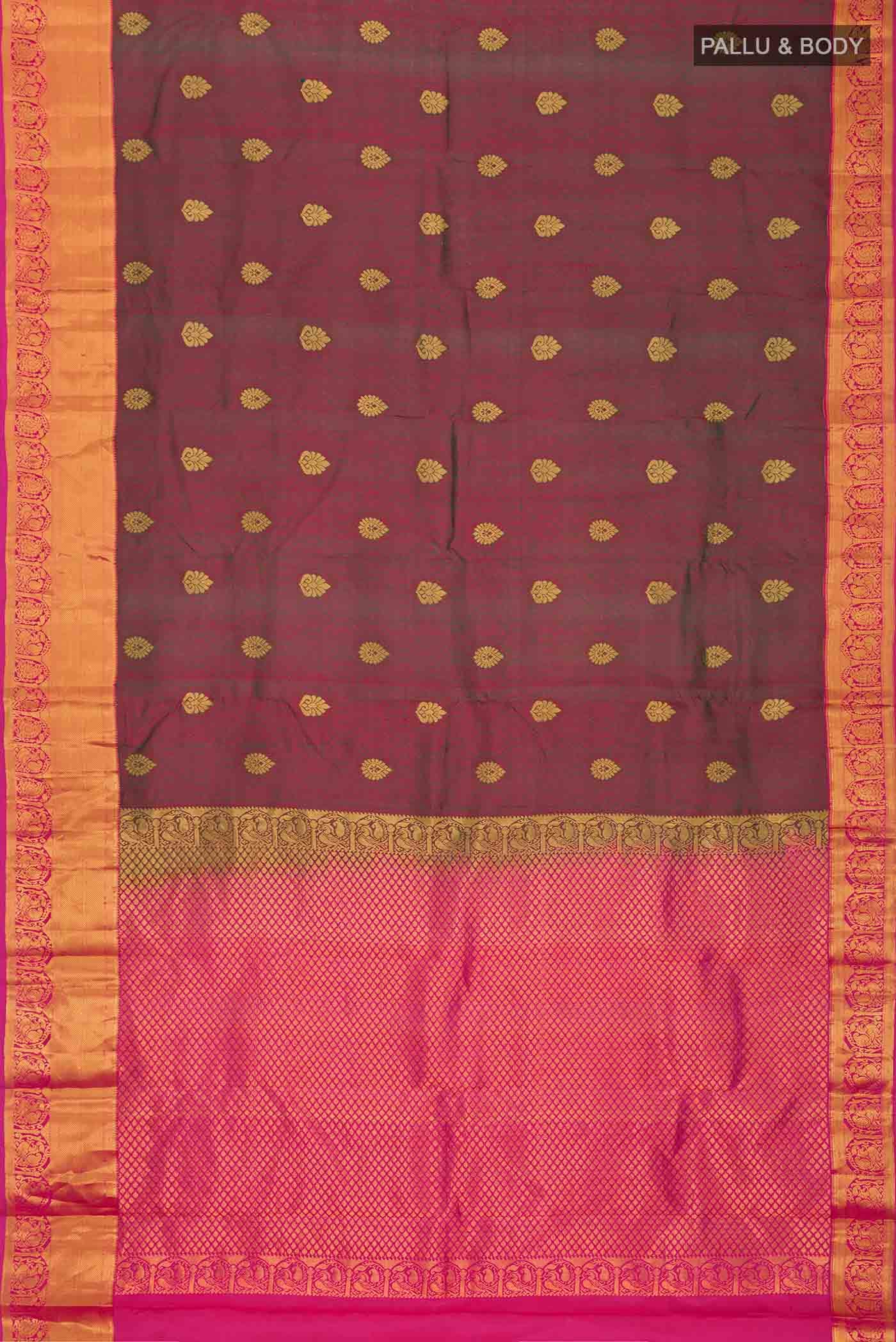 Green with Red Dual Tone Kanchipuram Silk Saree