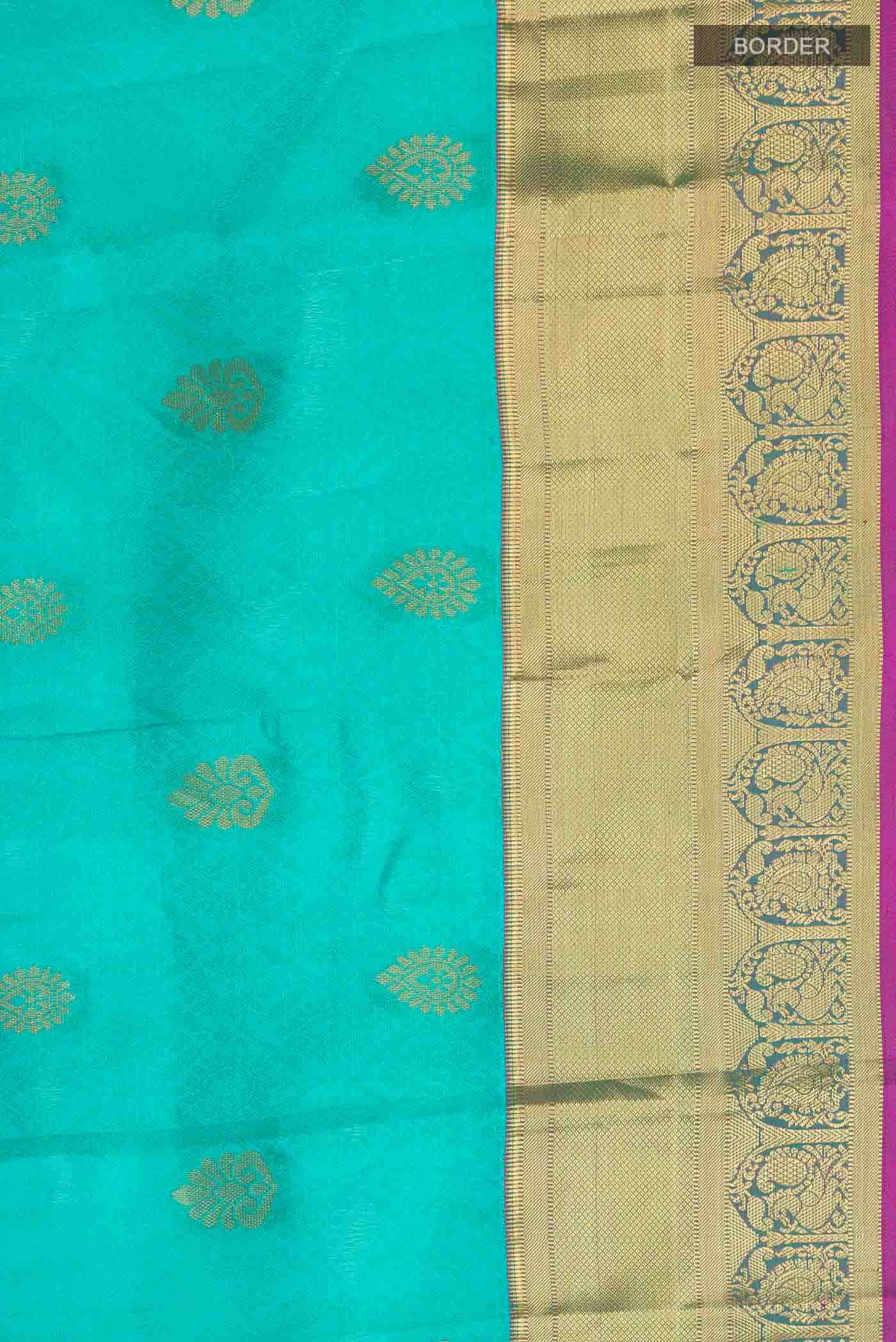Turquoise Kanchipuram Silk Saree