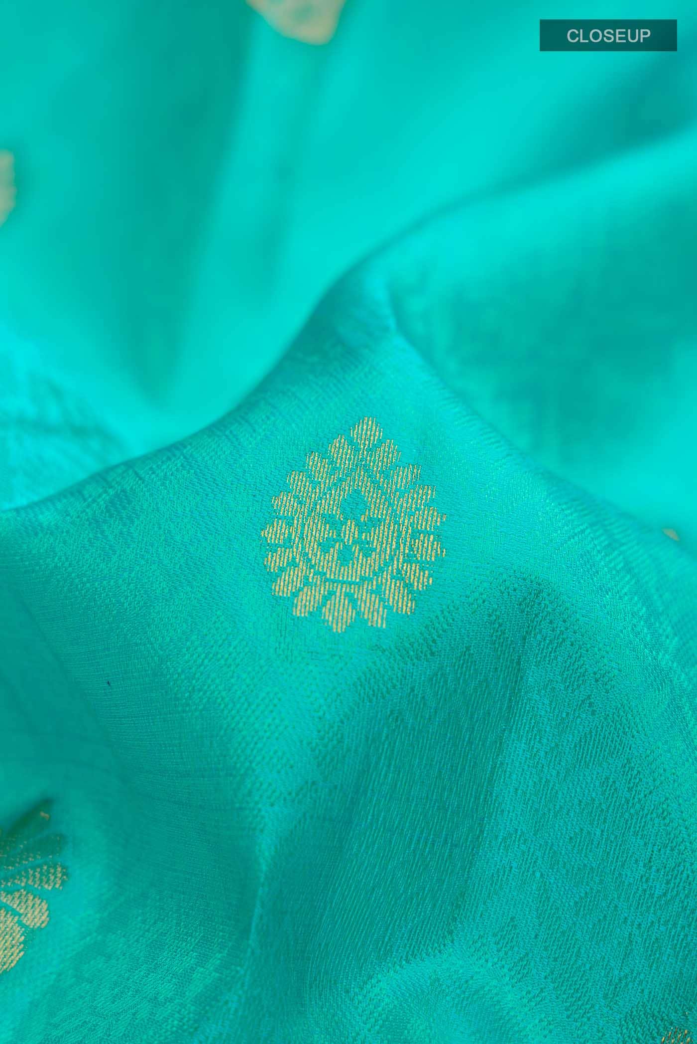 Turquoise Kanchipuram Silk Saree