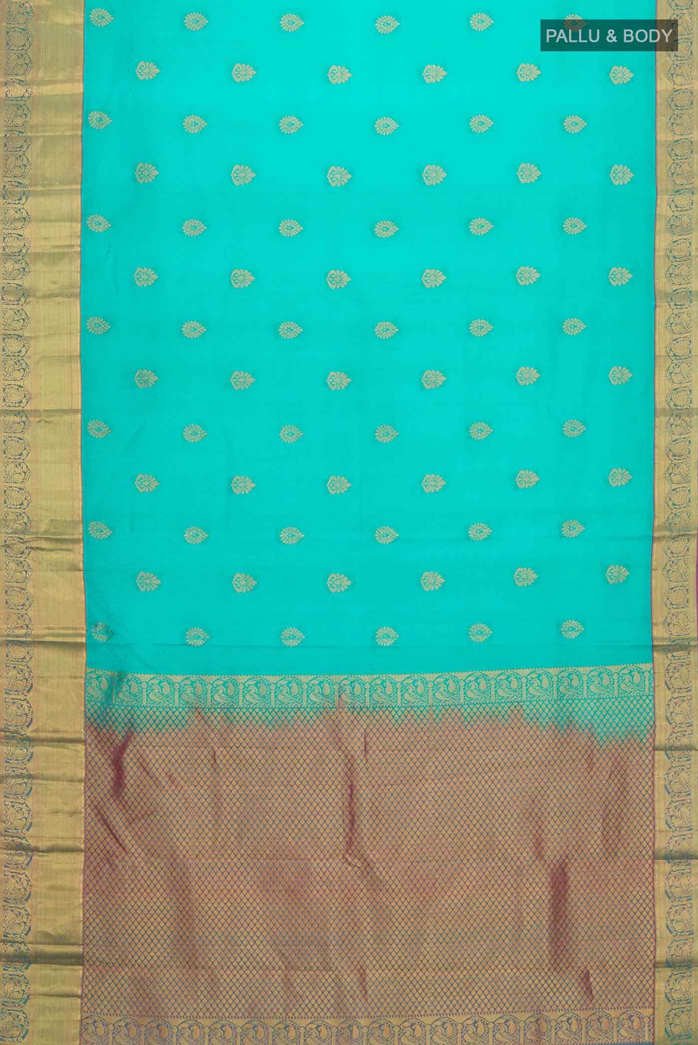 Turquoise Kanchipuram Silk Saree