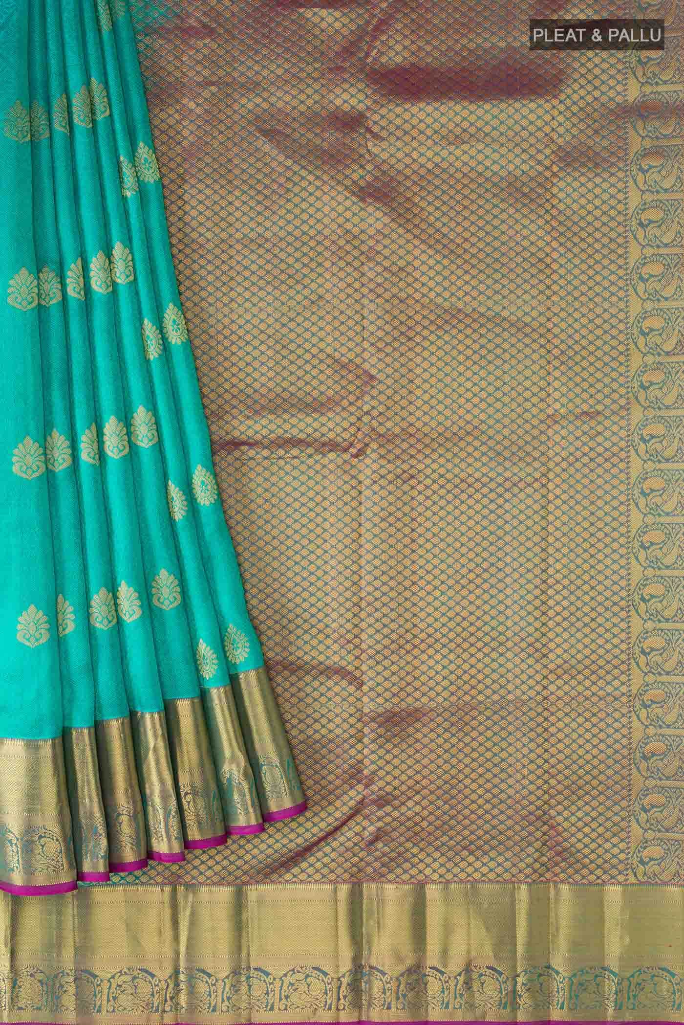 Turquoise Kanchipuram Silk Saree