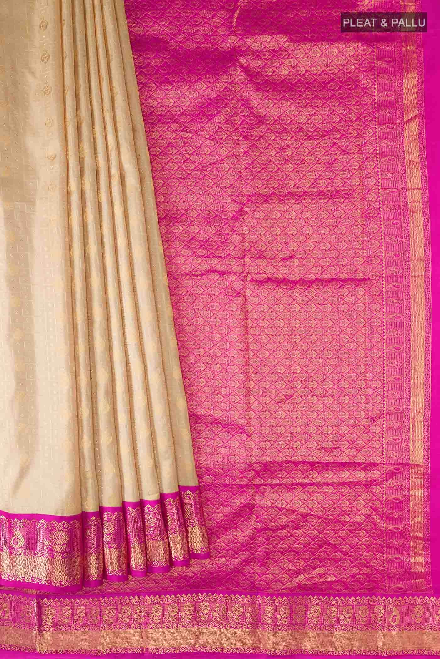 Beige Kanchipuram Silk Saree