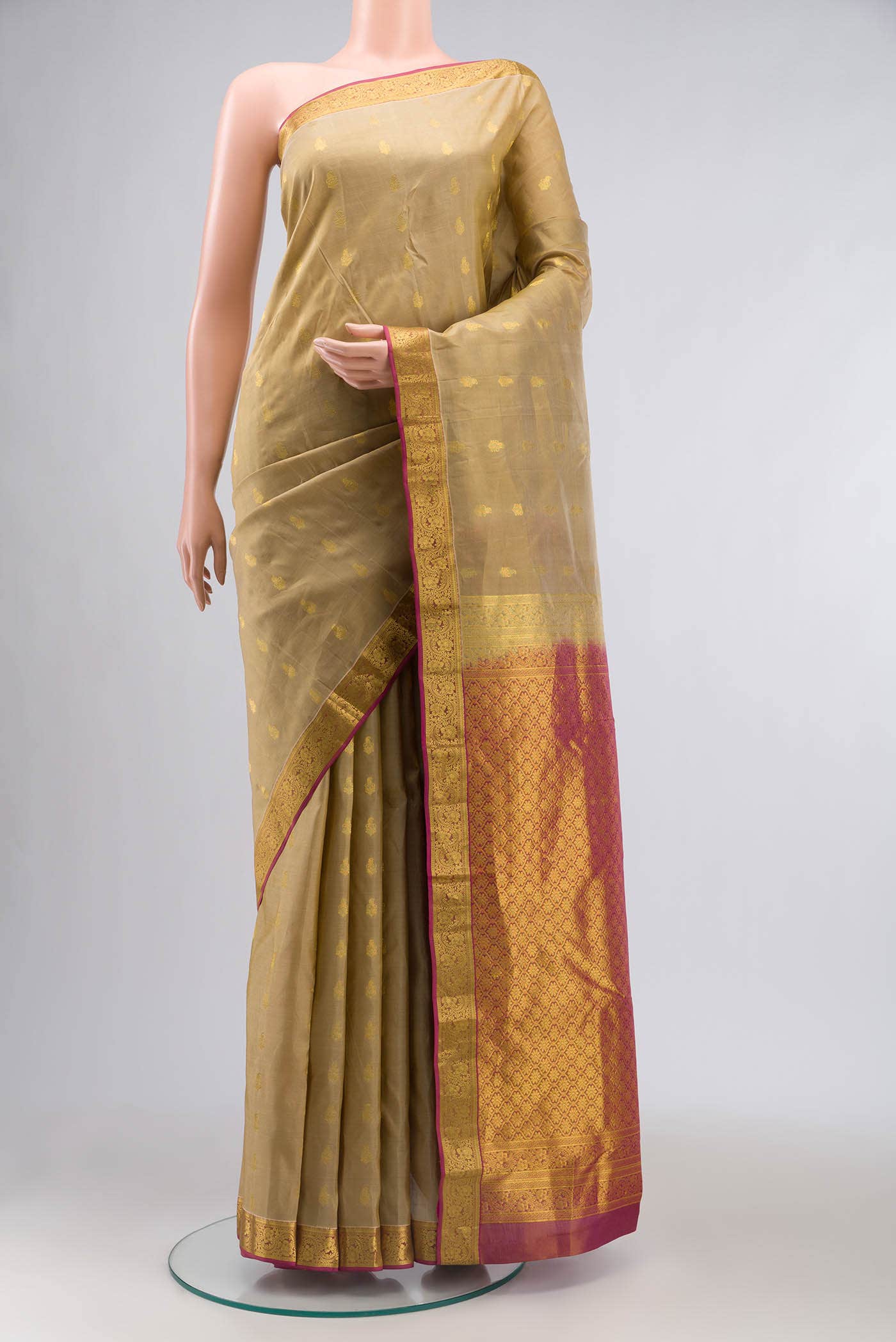 Beige Kanchipuram Silk Saree