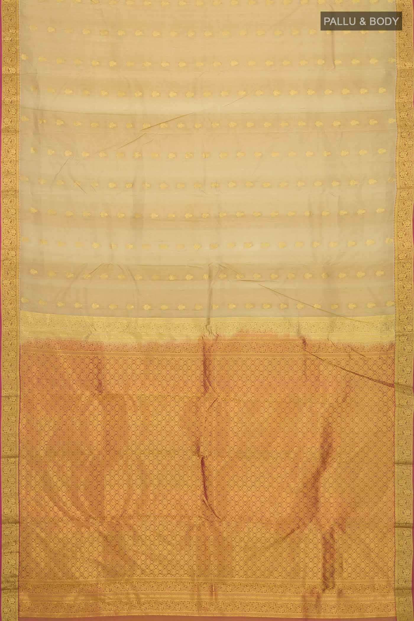 Beige Kanchipuram Silk Saree