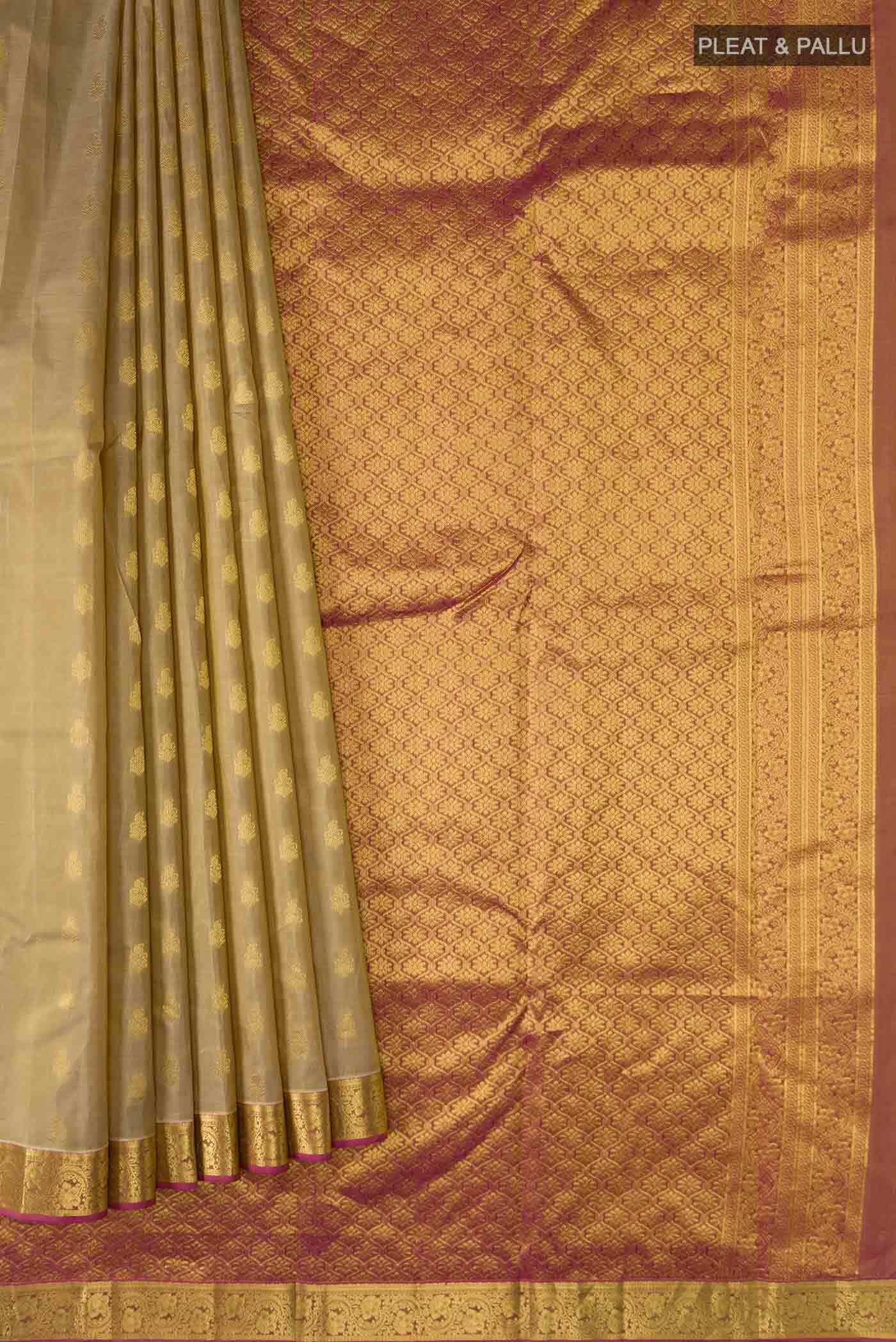Beige Kanchipuram Silk Saree