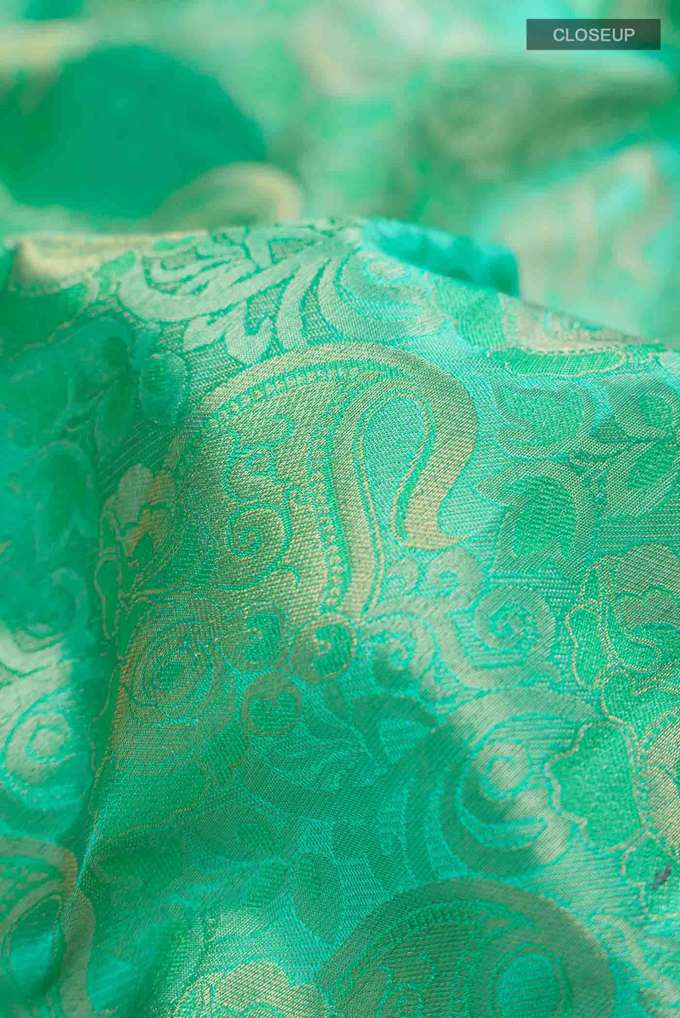 Sea Green Kanchipuram Silk Saree