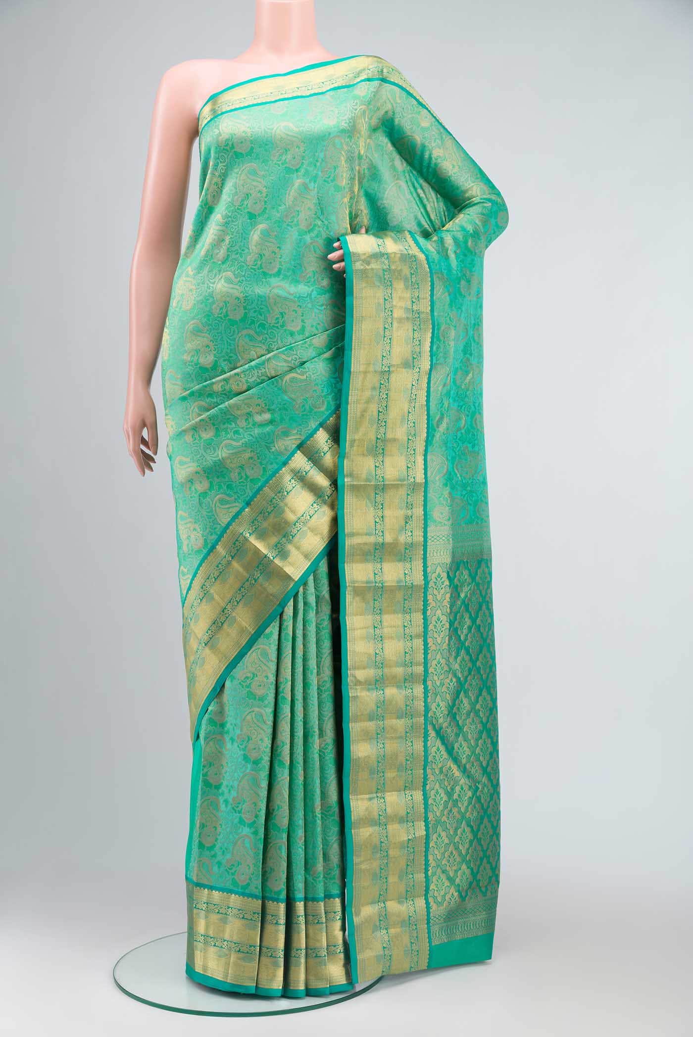 Sea Green Kanchipuram Silk Saree