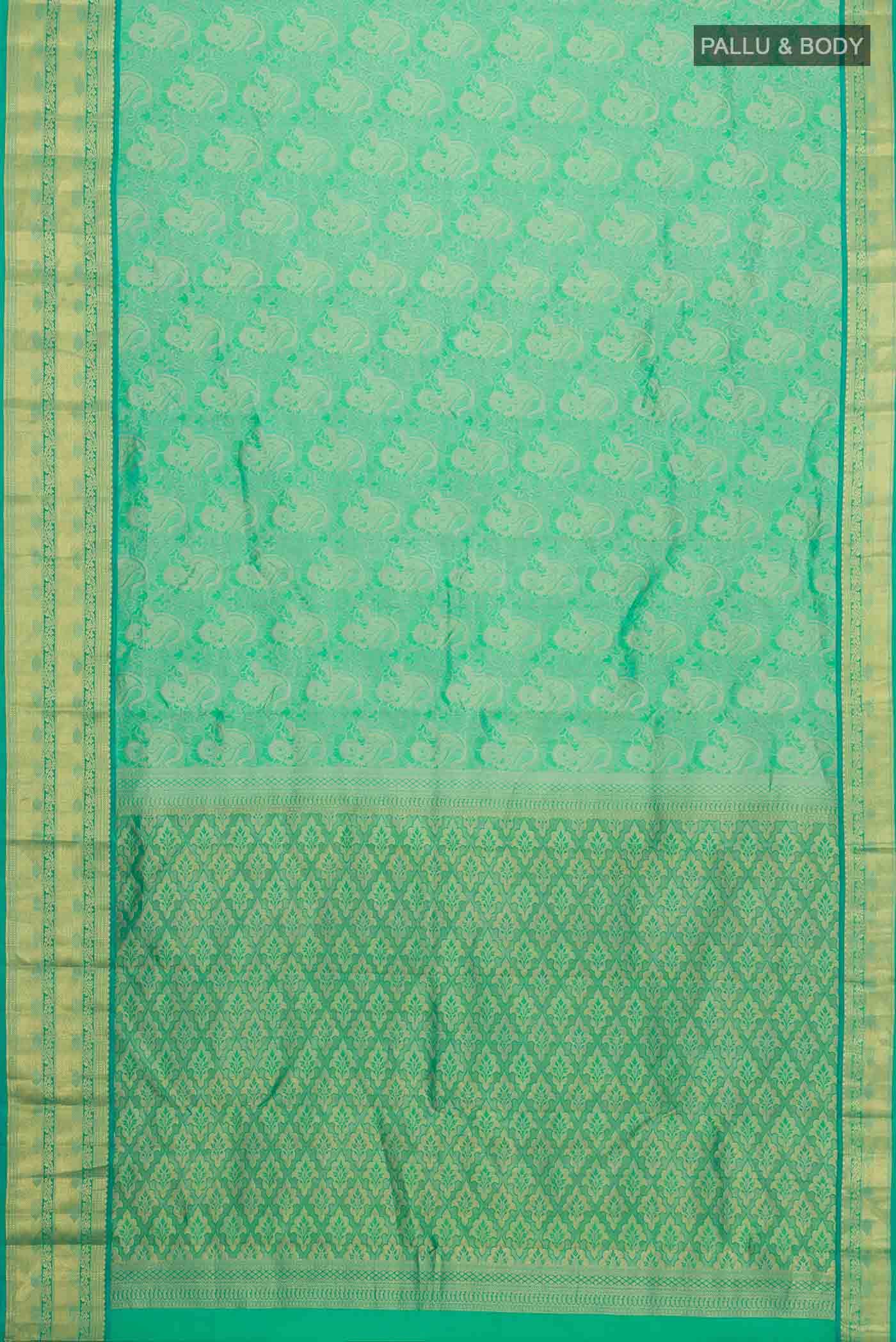Sea Green Kanchipuram Silk Saree