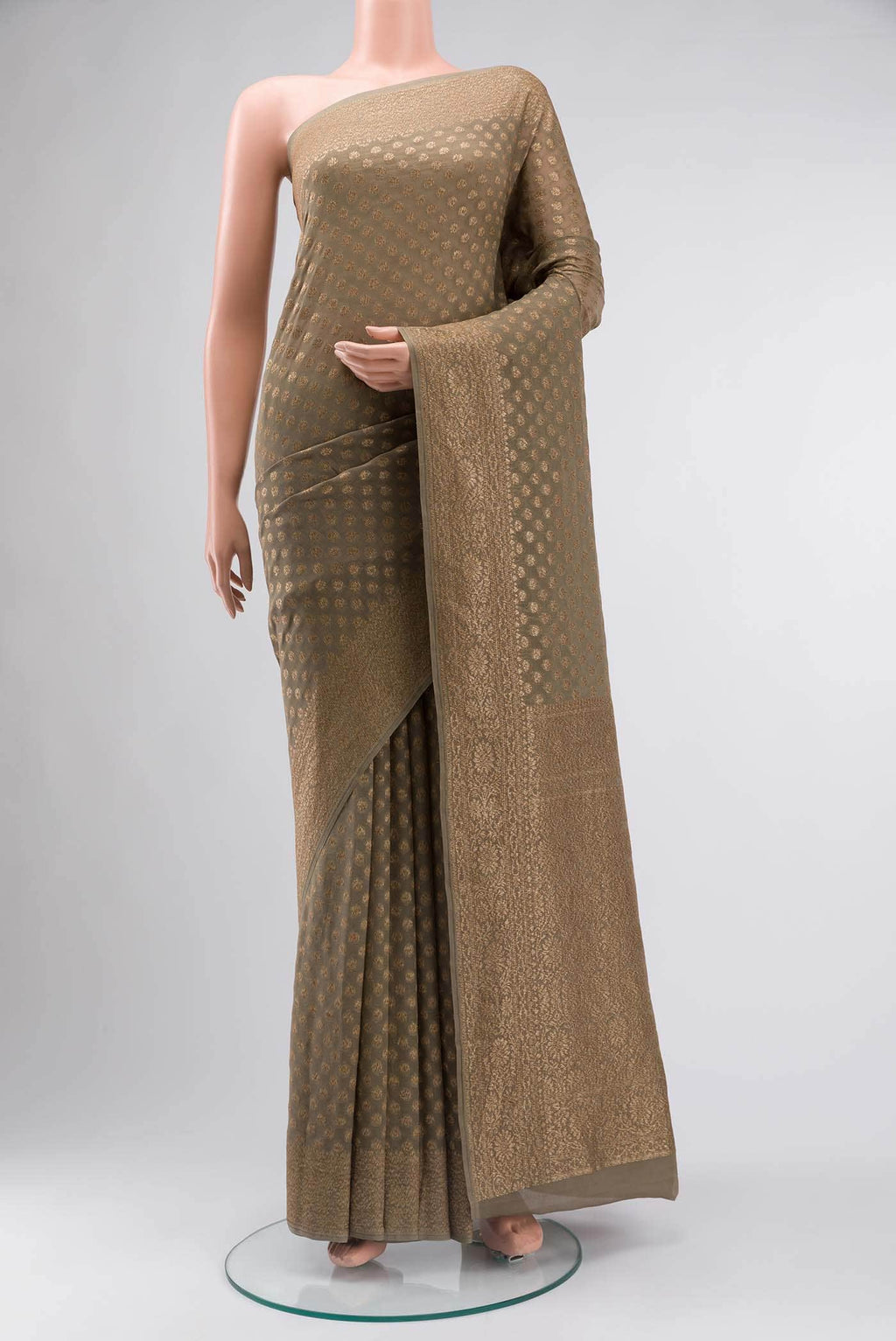 Sage Green Banarasi Georgette Saree