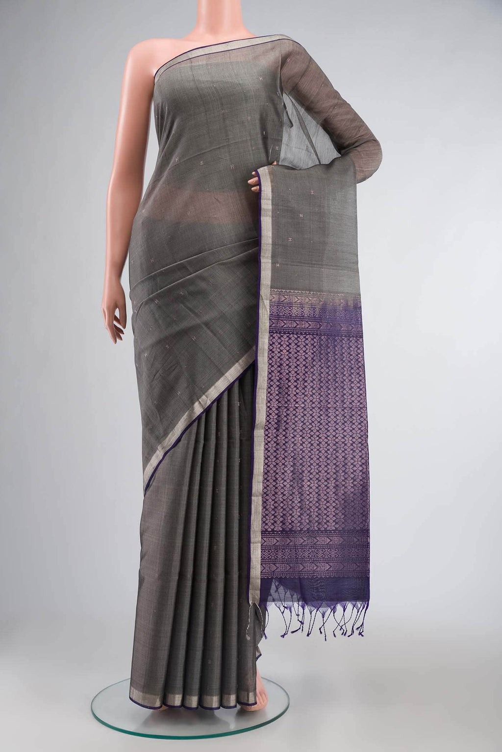 Grey Silk Cotton Saree
